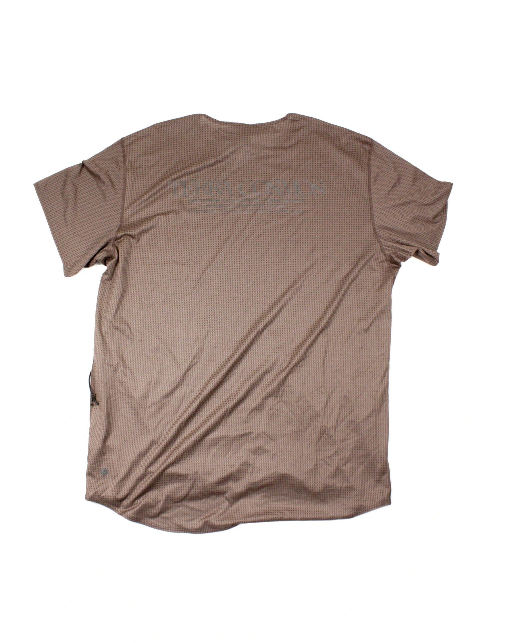 Lululemon Lab Men's Brown Perforated Short Sleeve Top with Round Neck – Size L