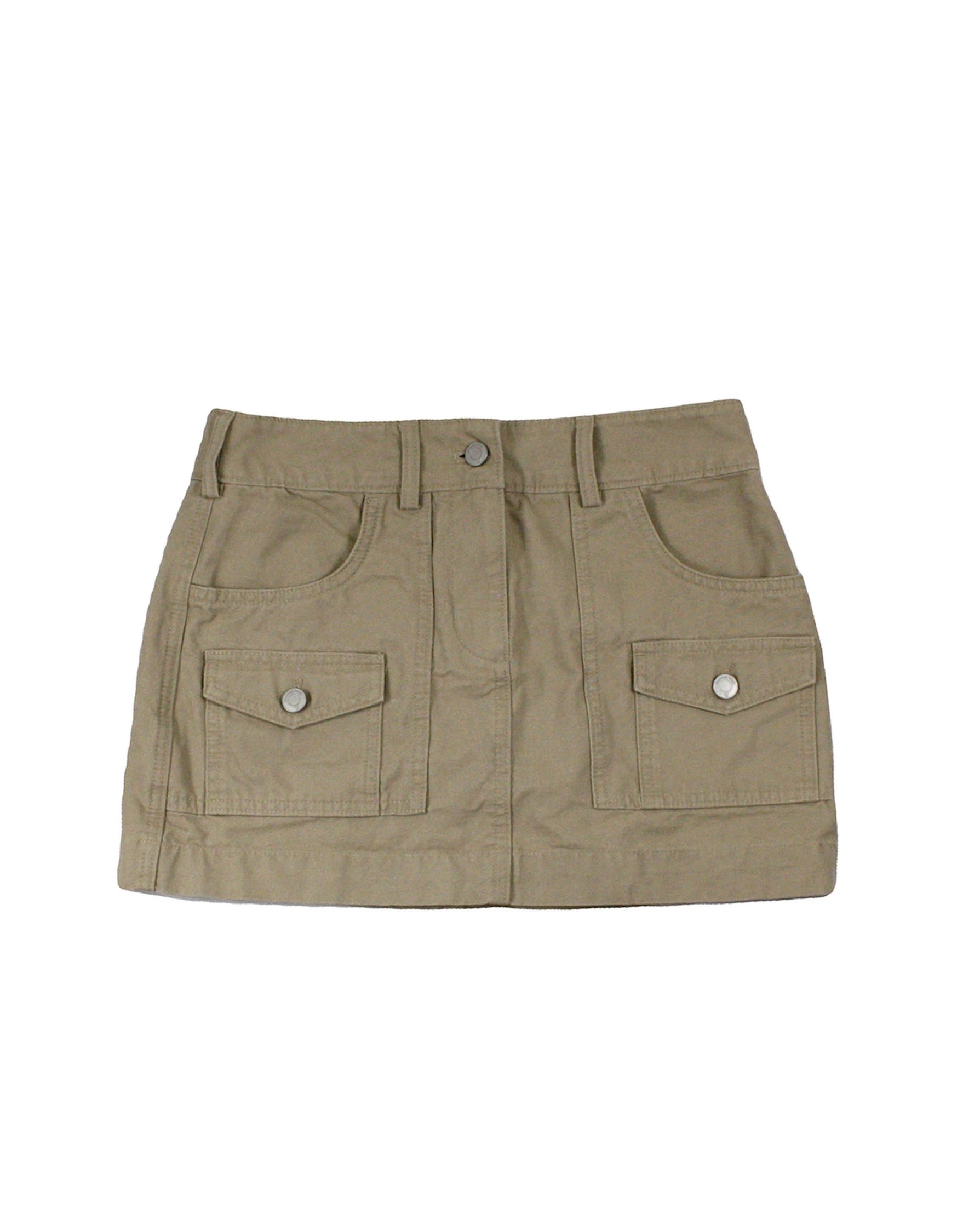 Sunday Best Women's Tan Cargo Mini Skirt with Silver Buttons – W26