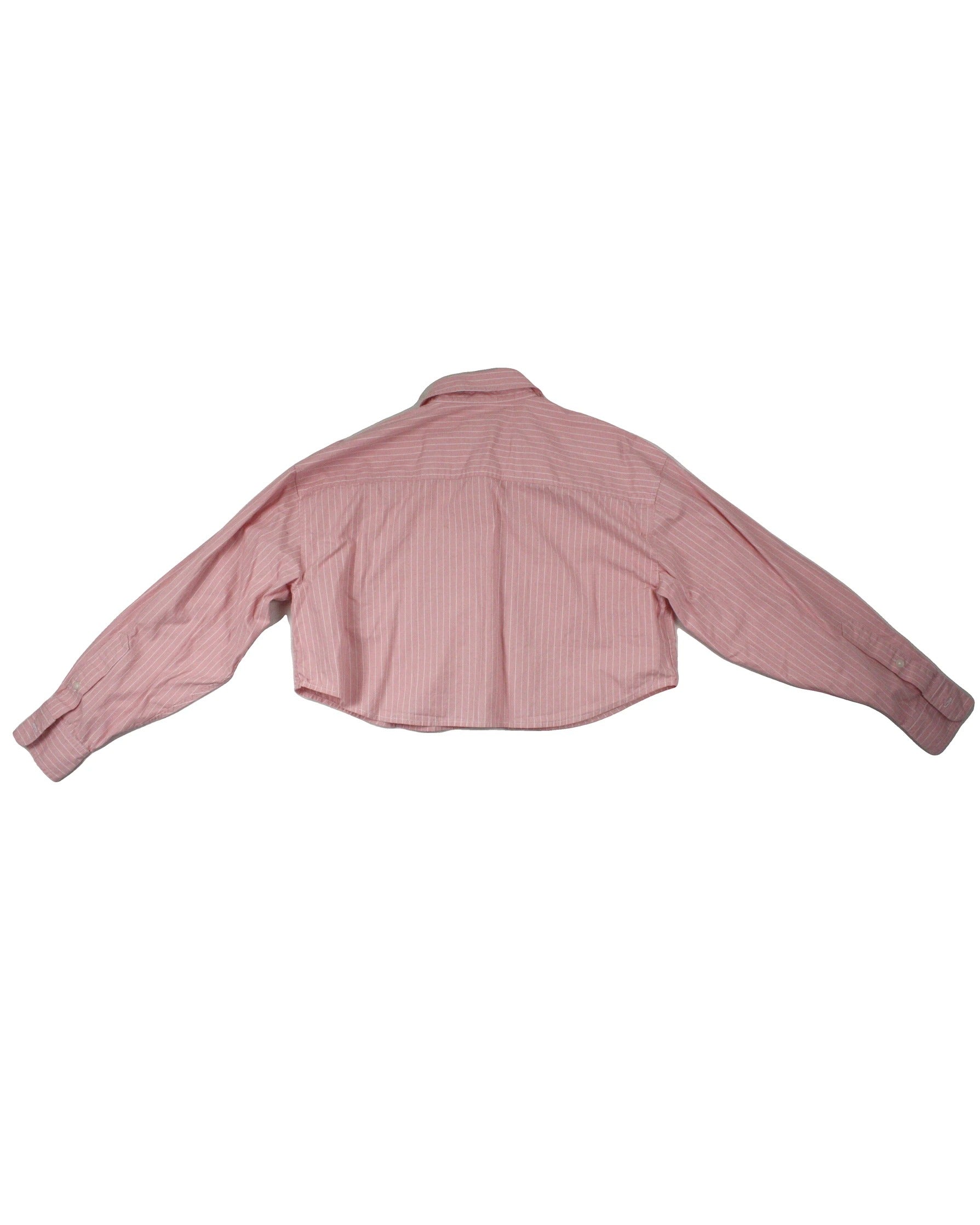 Sunday Best Women's Pink/White Striped Long Sleeve Shirt with Round Hem – Size 2