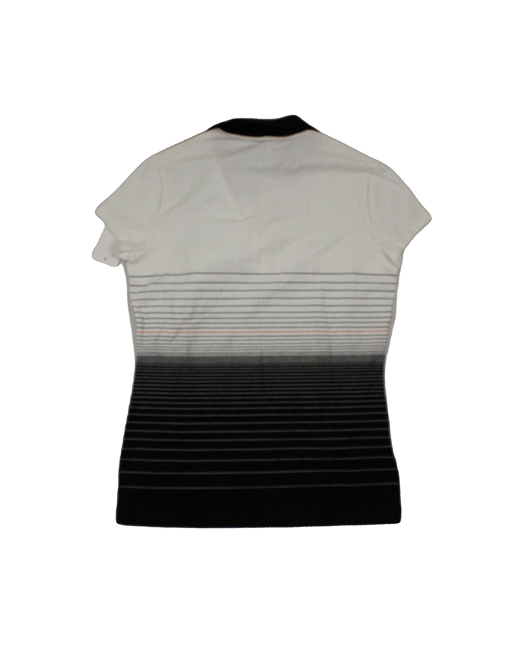 Lacoste Women's White/Black/Orange Short Sleeve Polo Top with 3D Flower – Size M