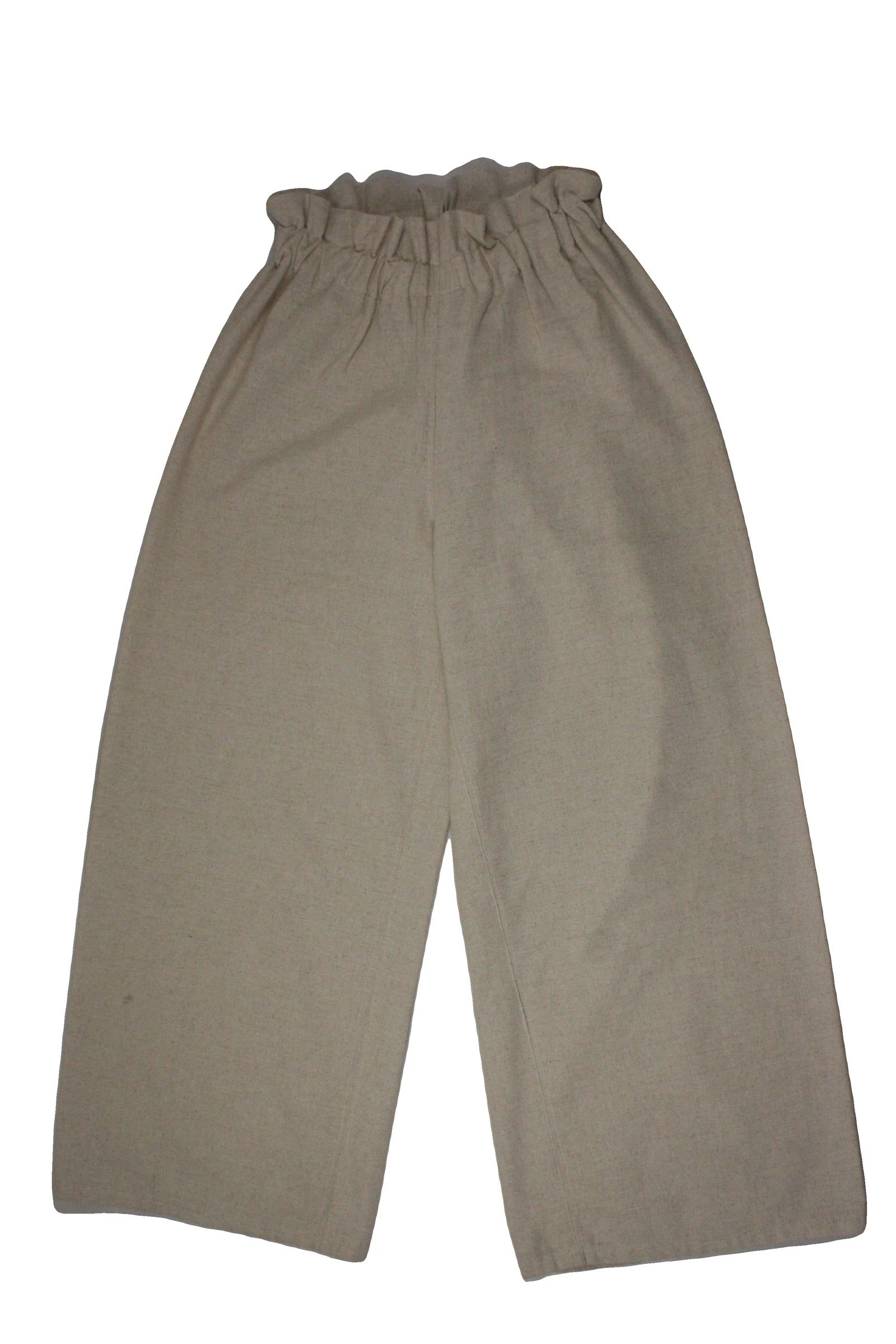 No Brand Women's Beige High-Rise Flare Pants with Elastic Waist – Waist 24