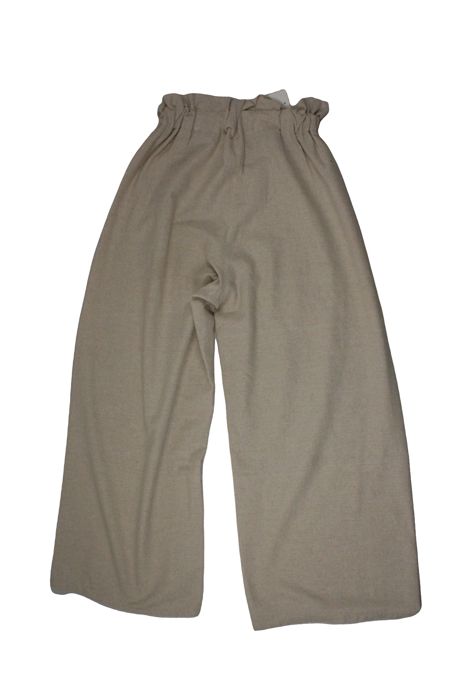 No Brand Women's Beige High-Rise Flare Pants with Elastic Waist – Waist 24