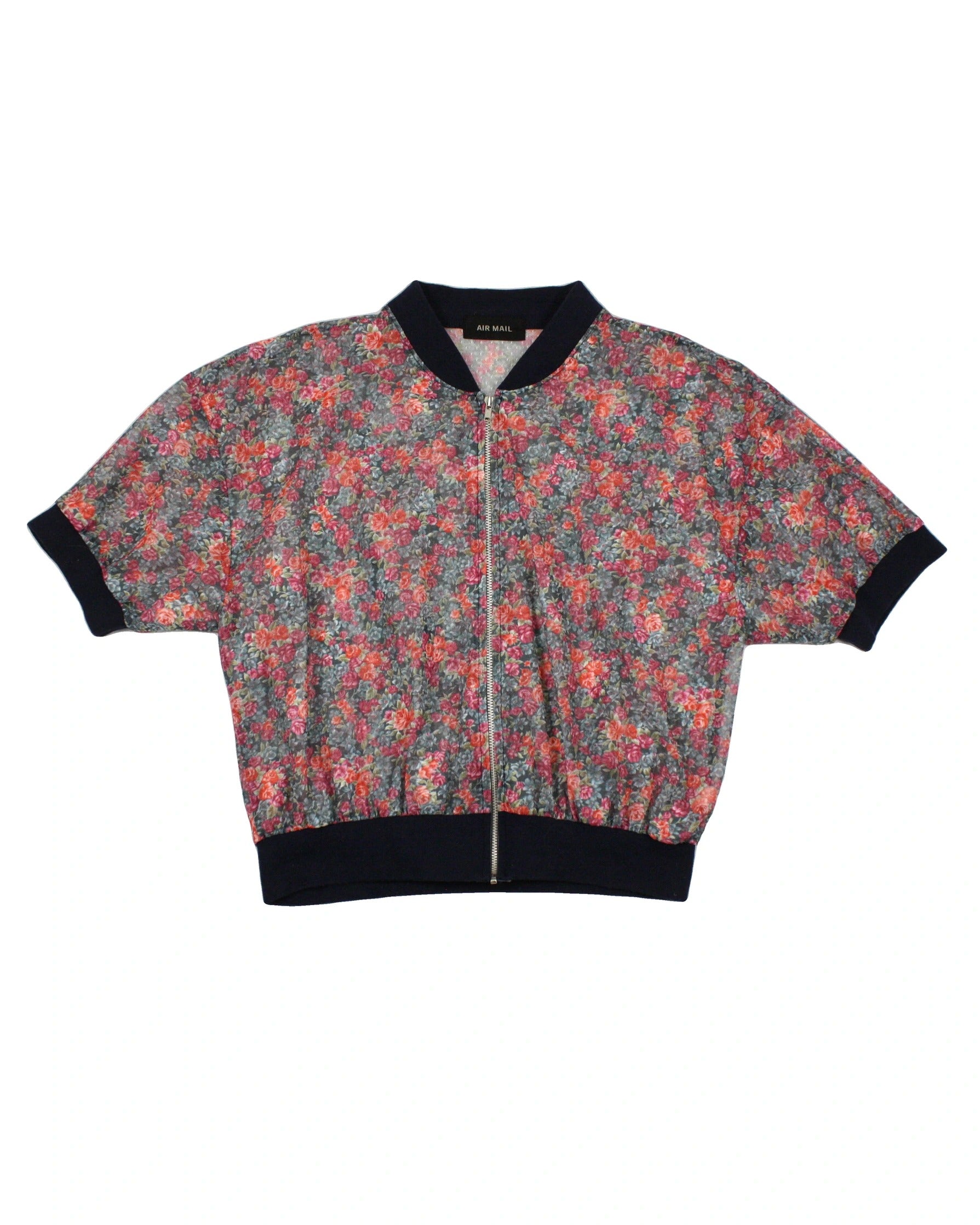 Air Mail Women's Dark Teal/Navy/Magenta/Orange Short Sleeve Mesh Jacket – Size S