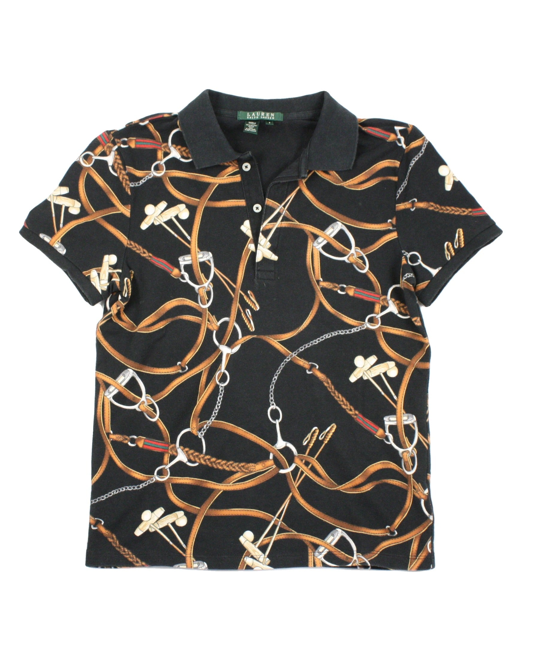 Lauren Ralph Lauren Women's Black/Brown/Grey/Red Short Sleeve Polo Top – Size S