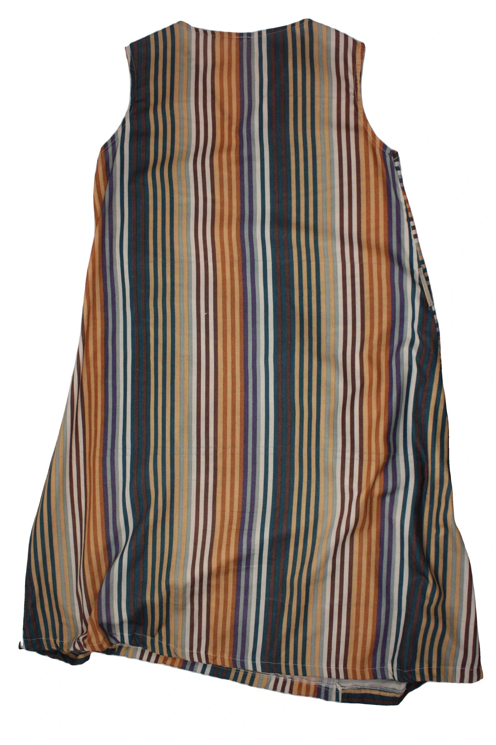 No Brand Women's Blue/Brown/Beige Sleeveless Asymmetric V-Neck Dress