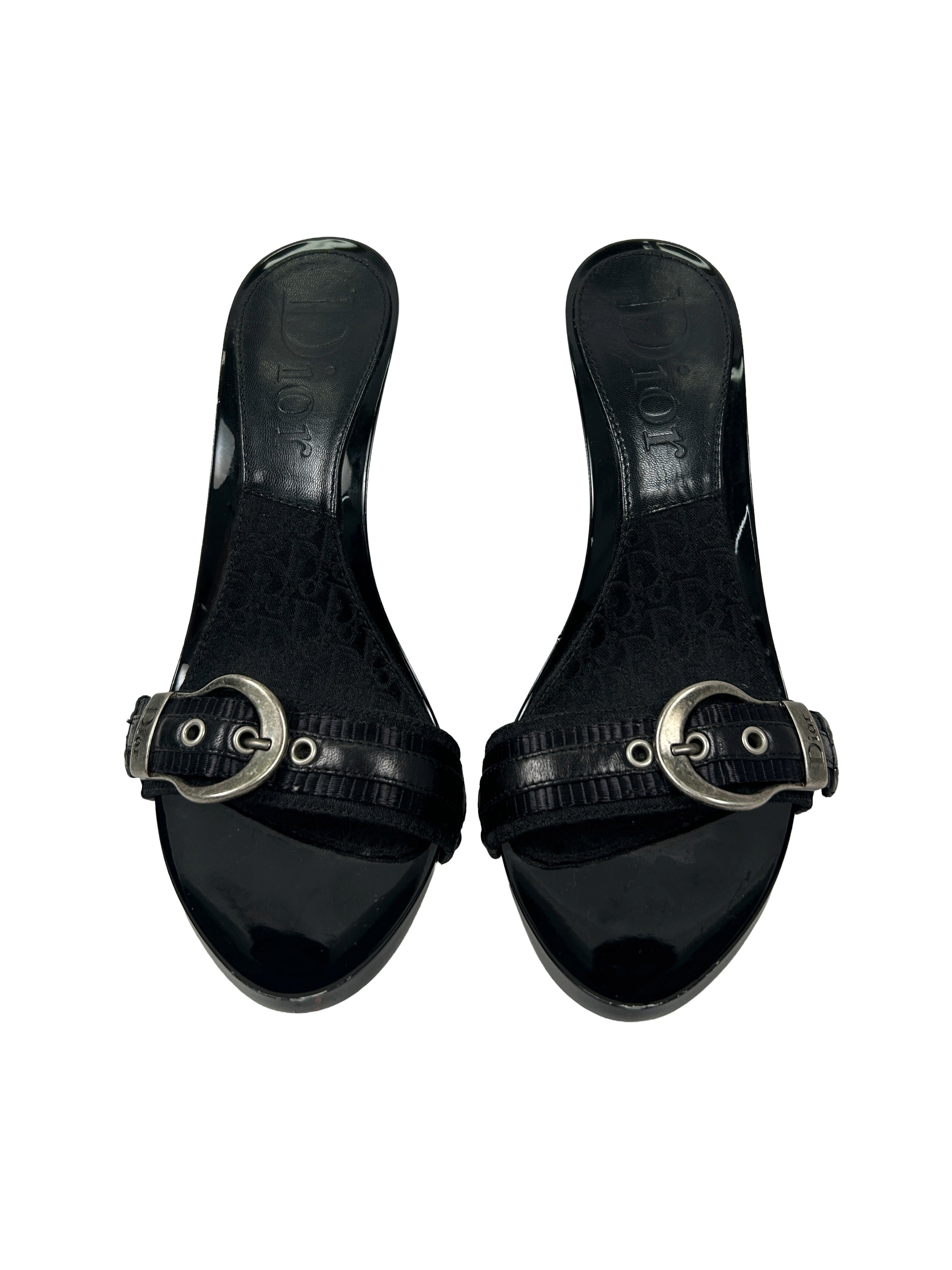 Dior Size 39 Canvas Slip On Buckle Sandals