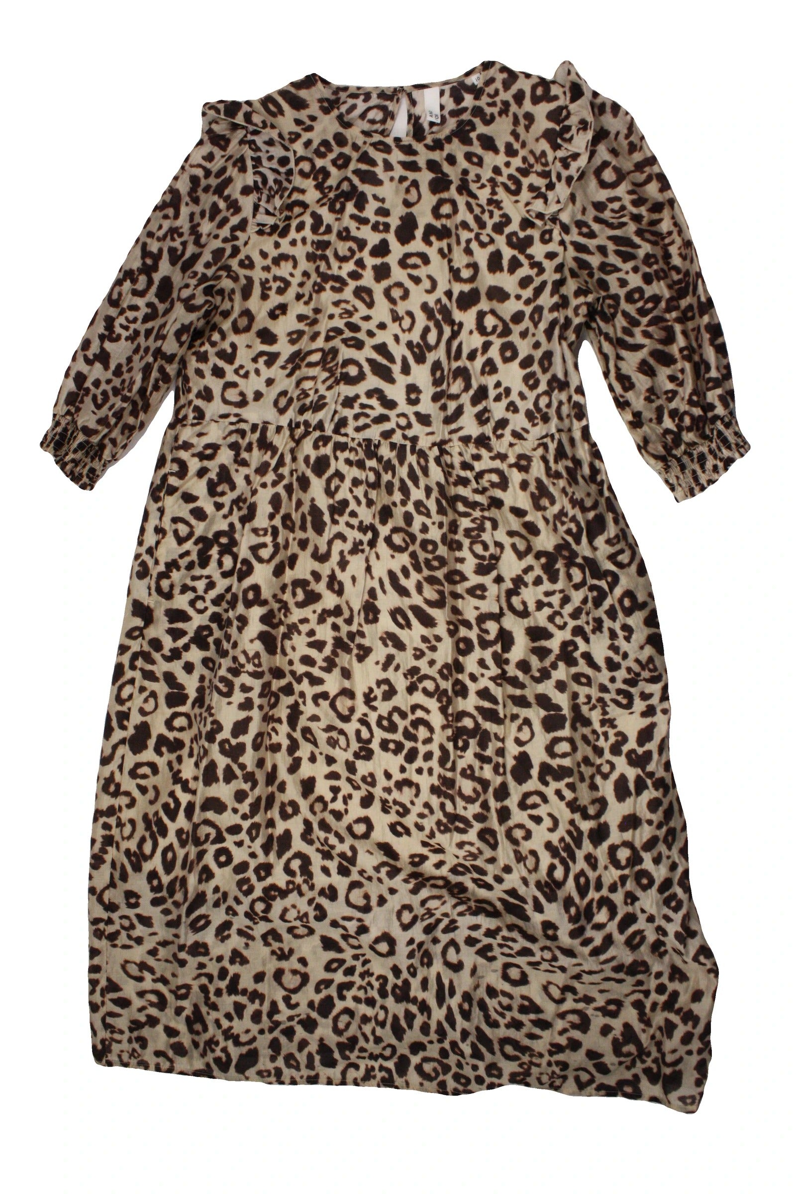 And/Or Women's Beige/Dark Brown Short Sleeve Leopard Print Maxi Dress – Size 10