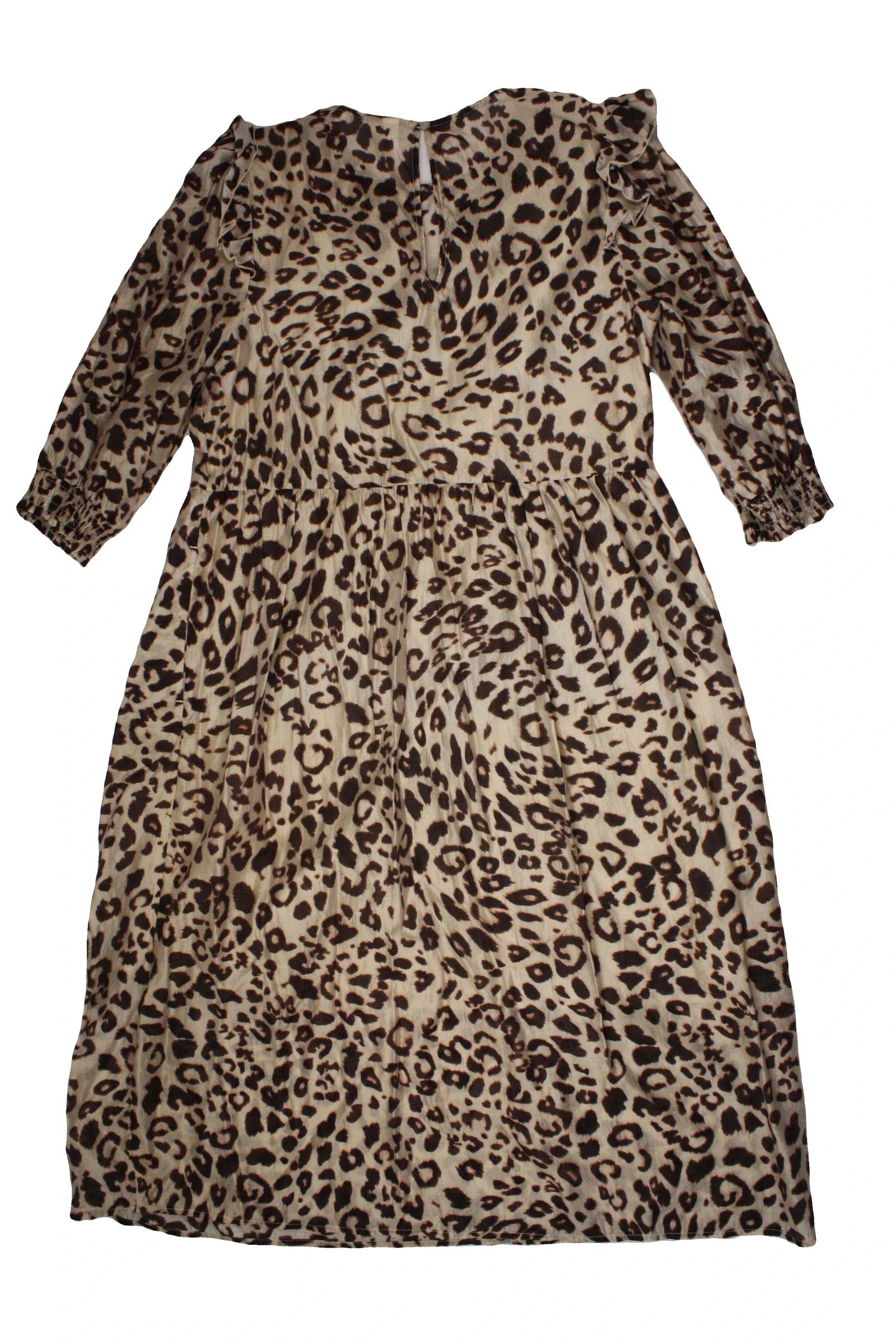And/Or Women's Beige/Dark Brown Short Sleeve Leopard Print Maxi Dress – Size 10