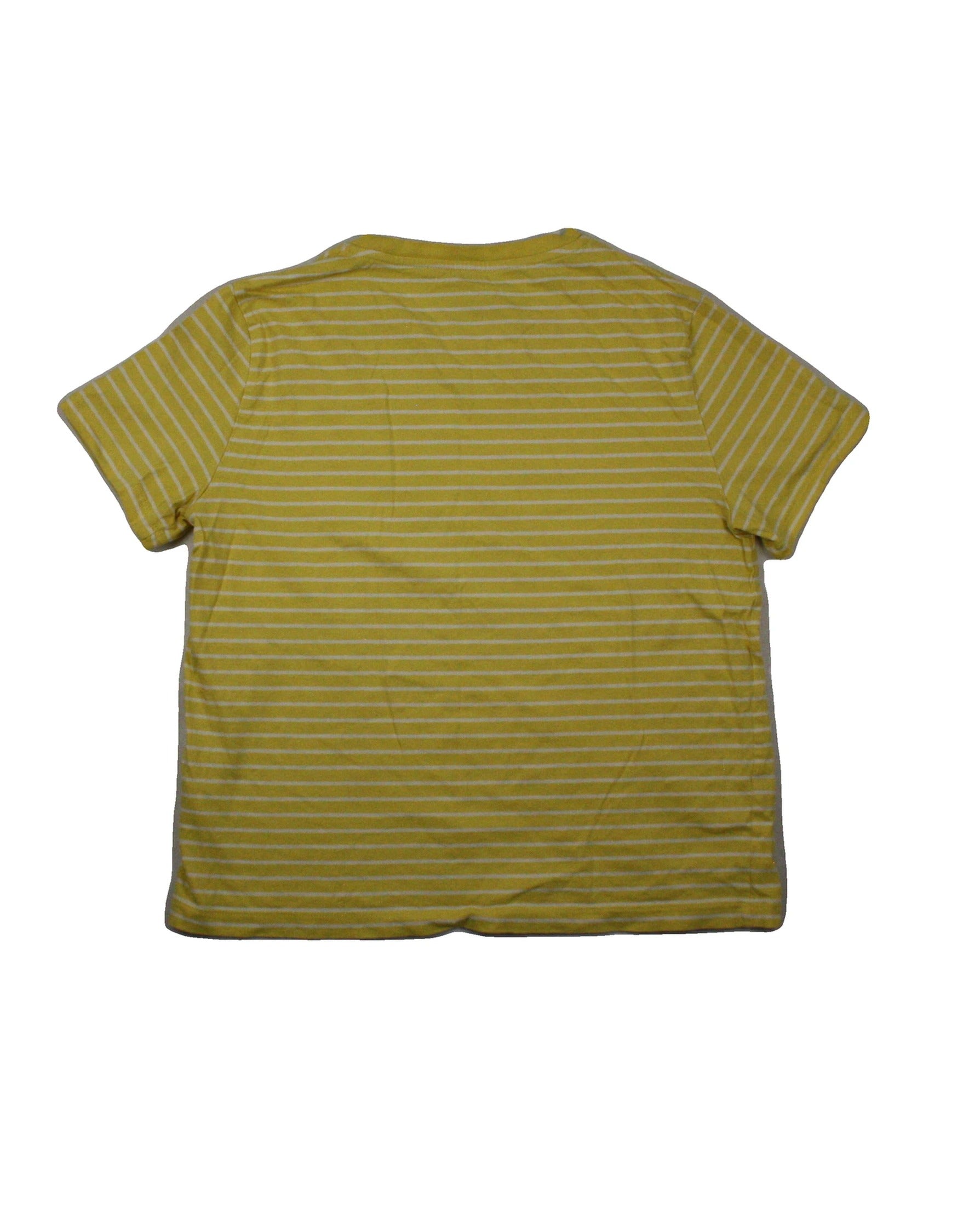 Everlane Women's Yellow/White Short Sleeve Cotton Top with Horizontal Stripes – Size S