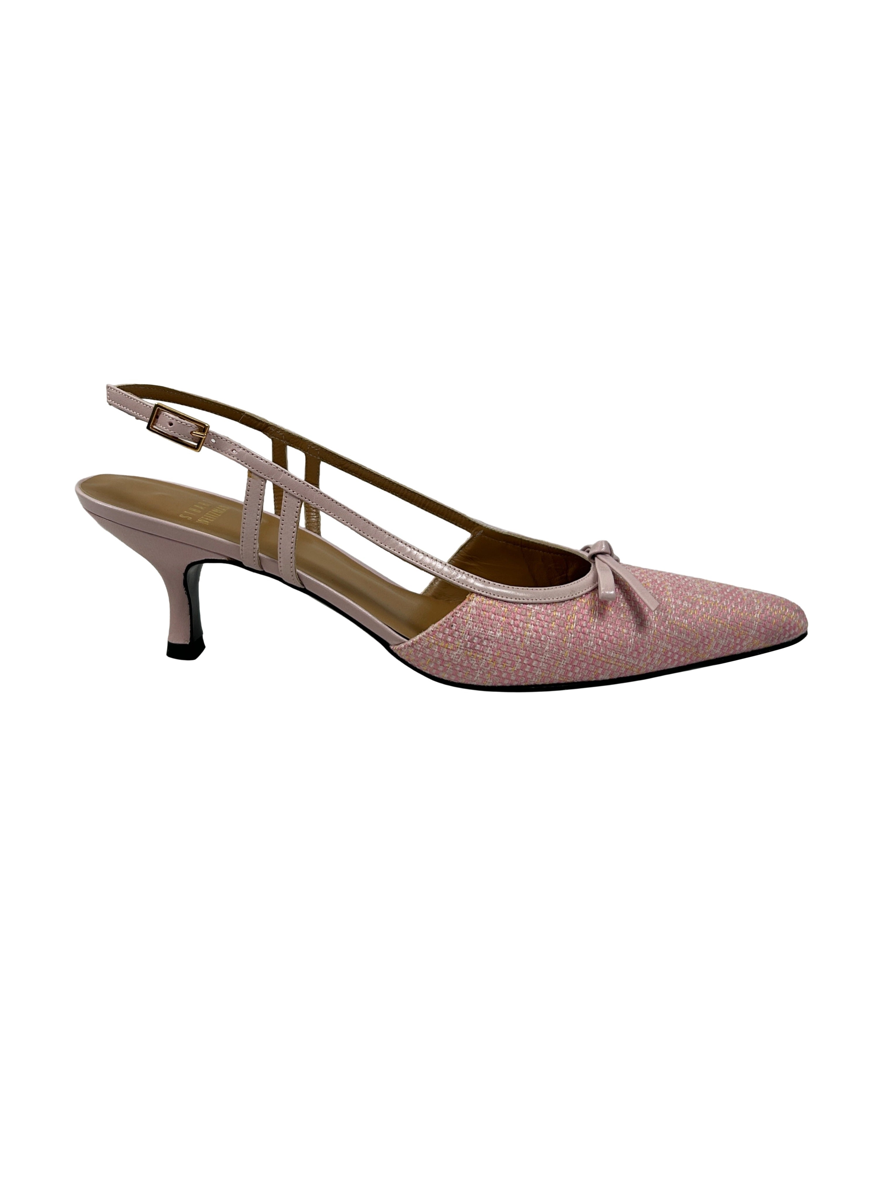 Stuart Weitzman Size 8.5 Tweed Slingback Kitten Heels
