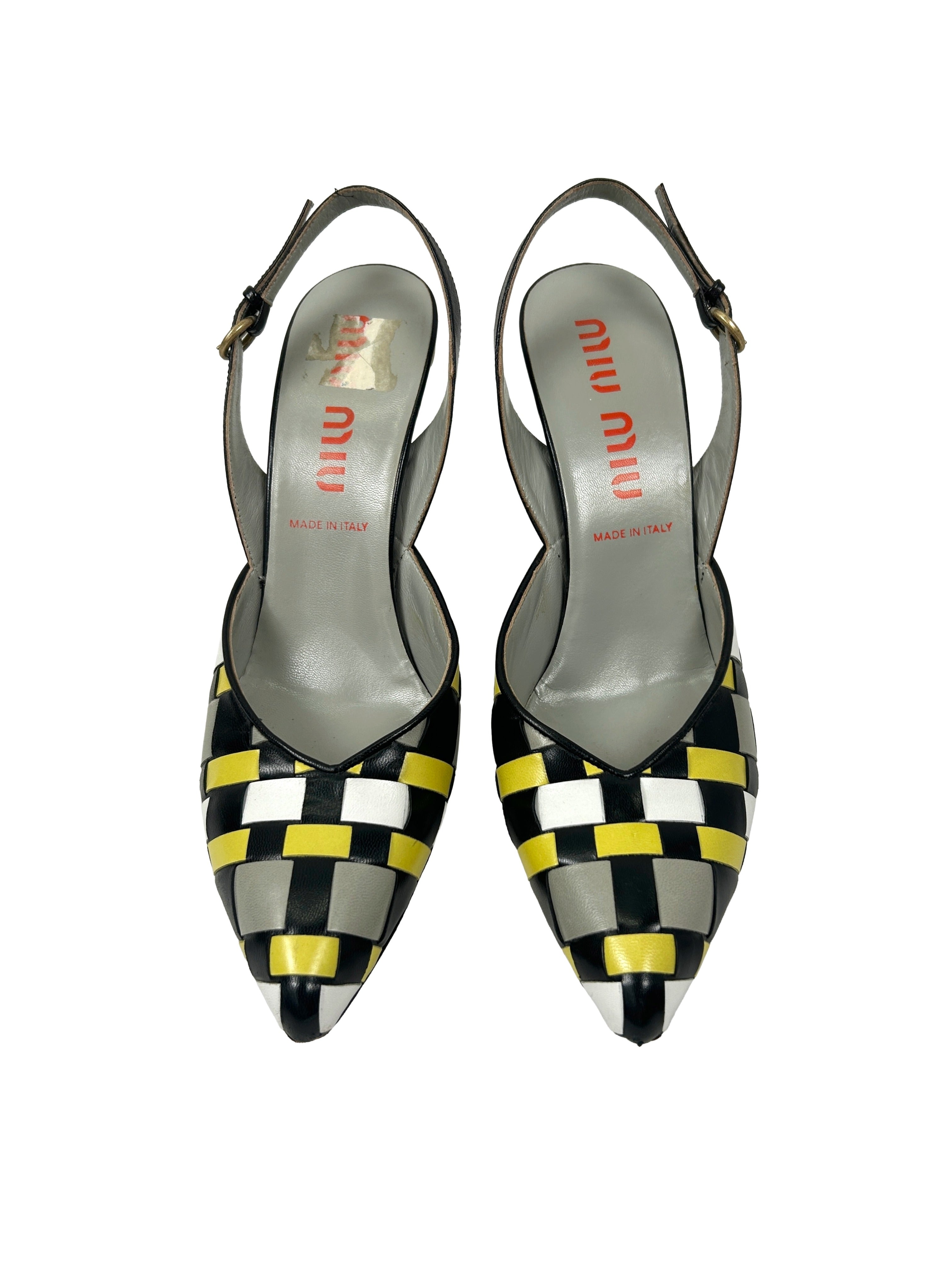 Miu Miu Size 39 SS 2001 Woven Slingback Heels