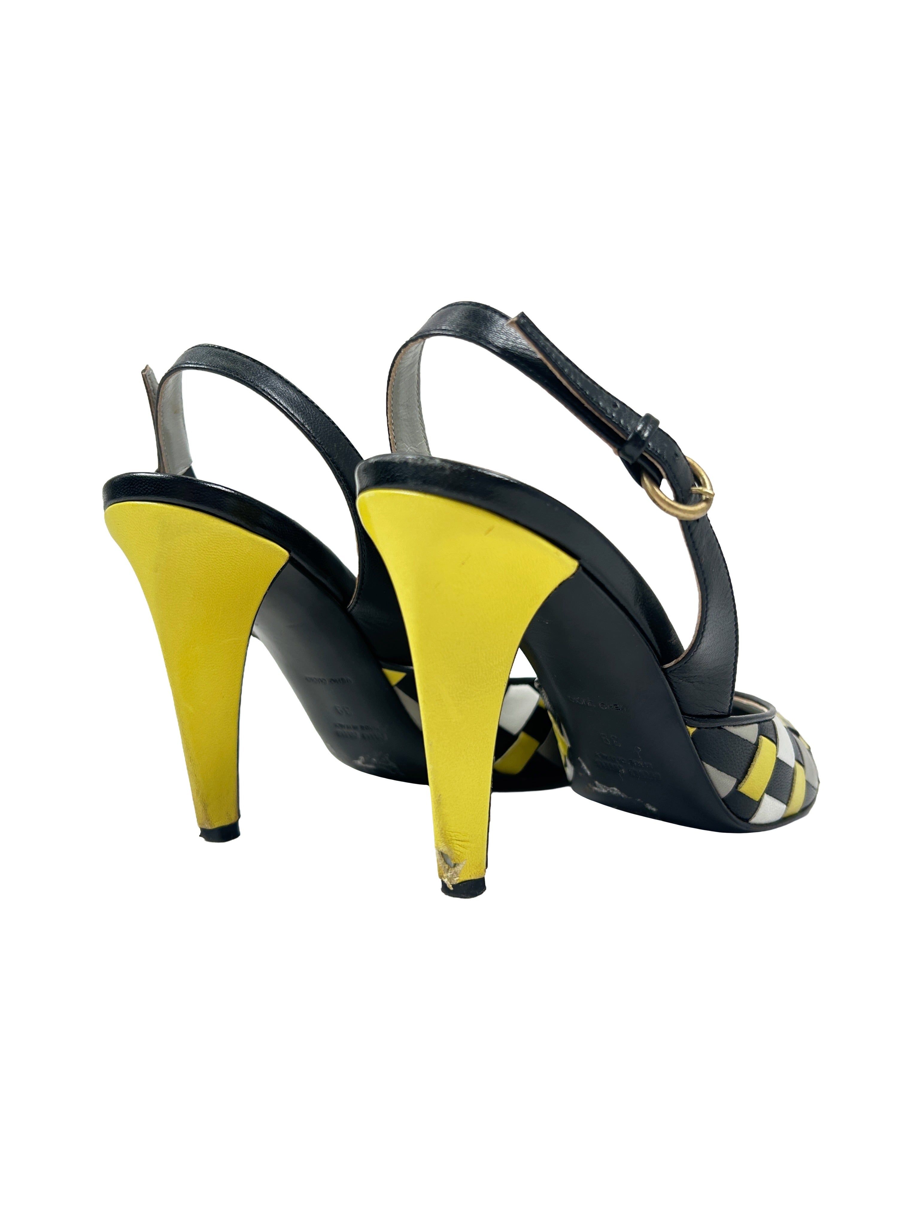 Miu Miu Size 39 SS 2001 Woven Slingback Heels