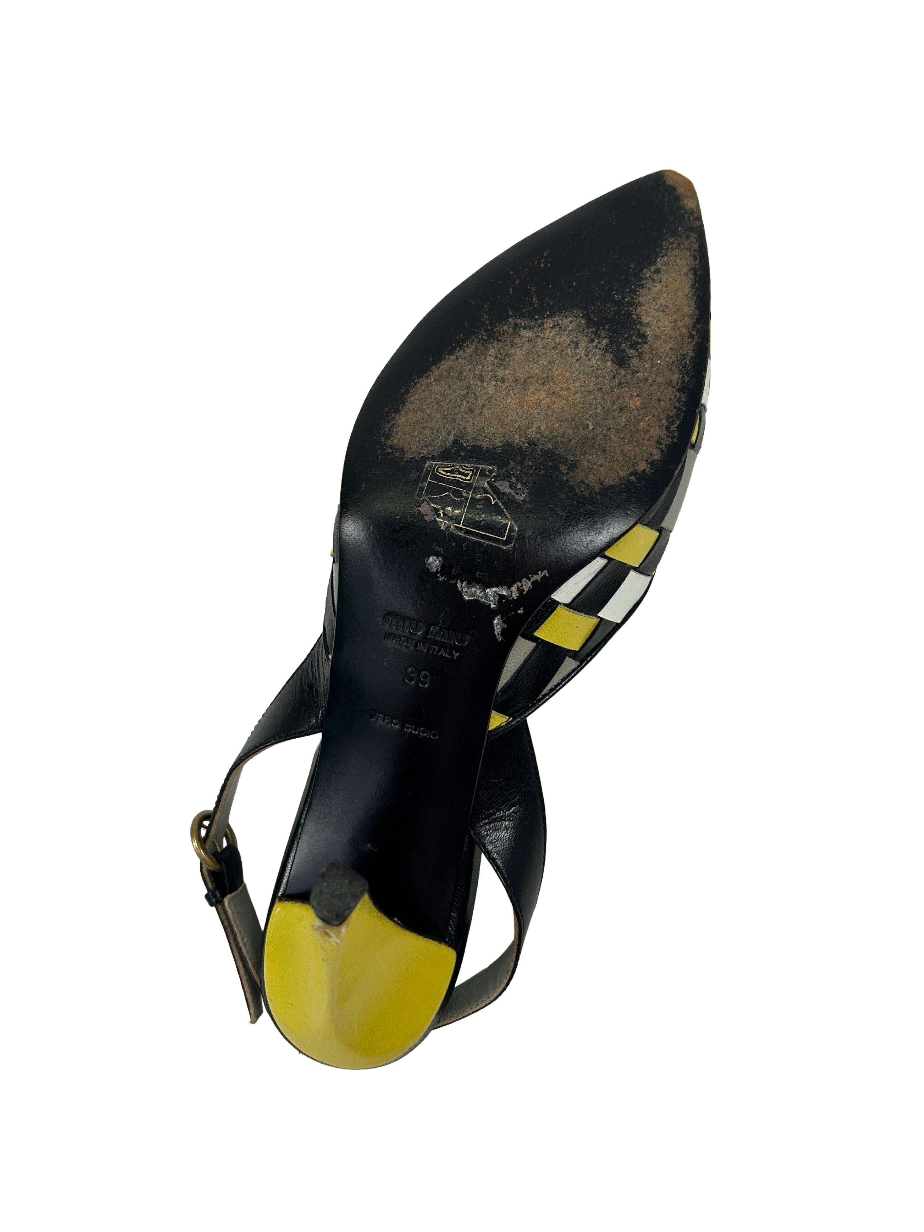 Miu Miu Size 39 SS 2001 Woven Slingback Heels