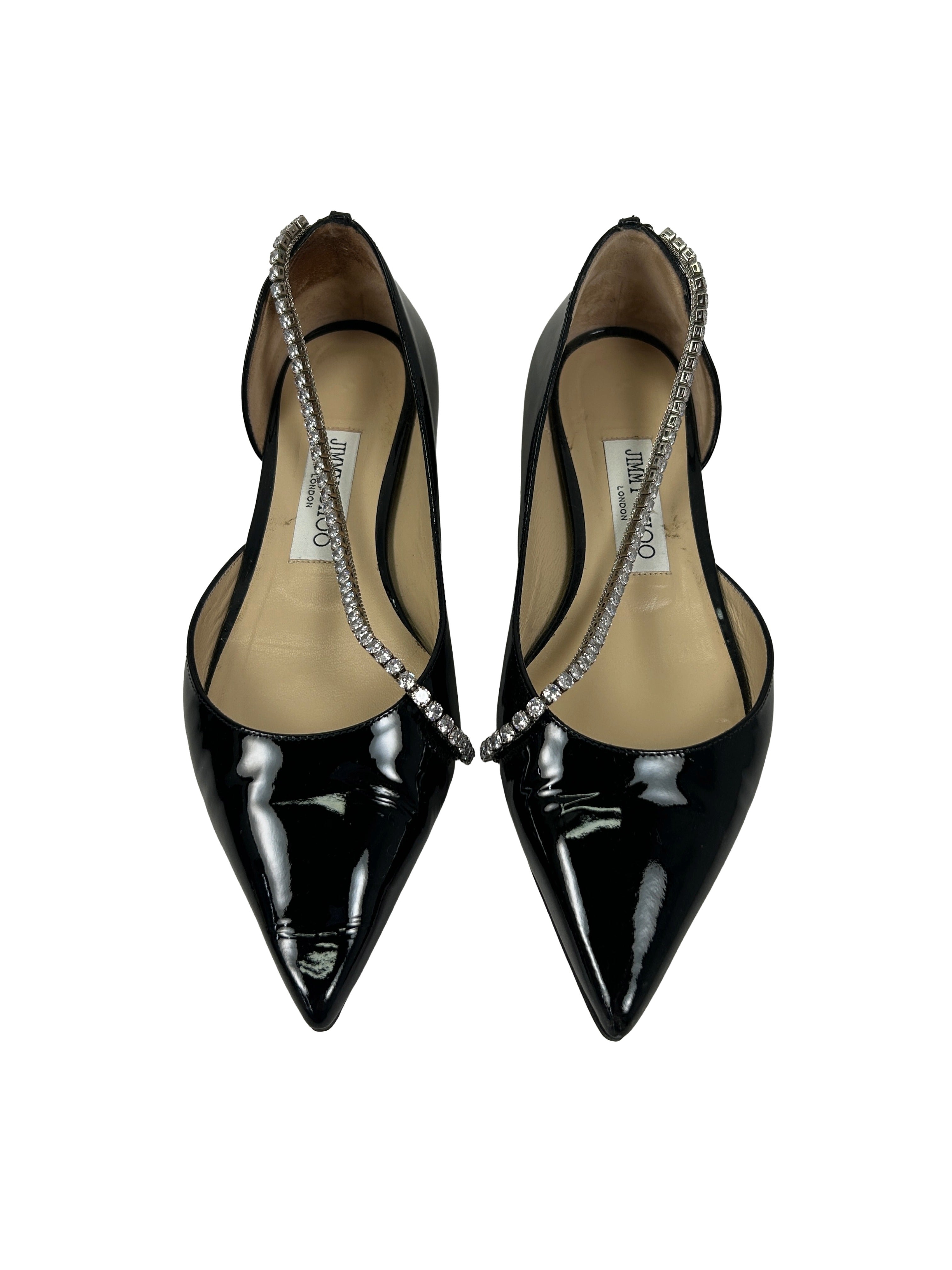 Jimmy Choo Size 37.5 Trude Crystal-Embellished Flats