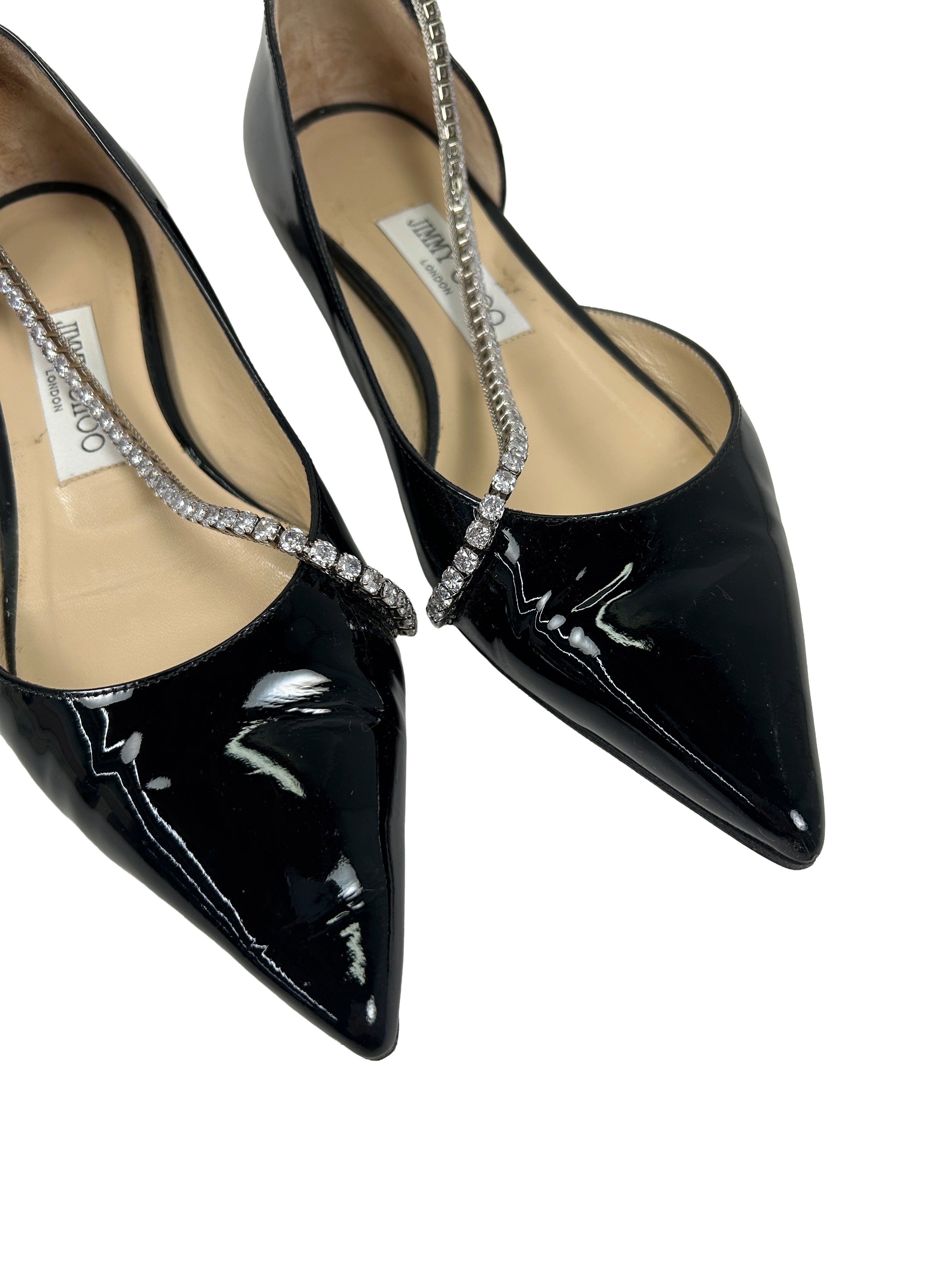 Jimmy Choo Size 37.5 Trude Crystal-Embellished Flats
