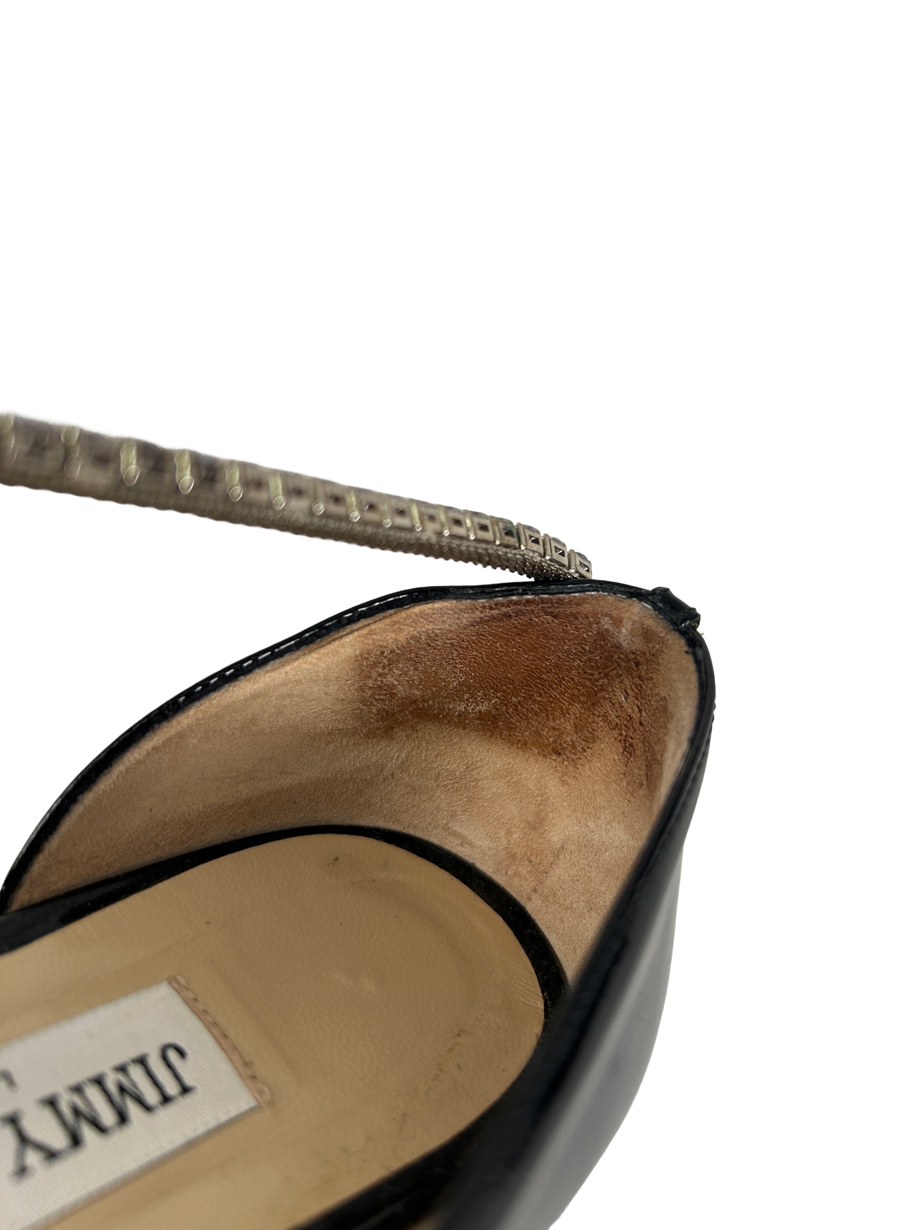 Jimmy Choo Size 37.5 Trude Crystal-Embellished Flats