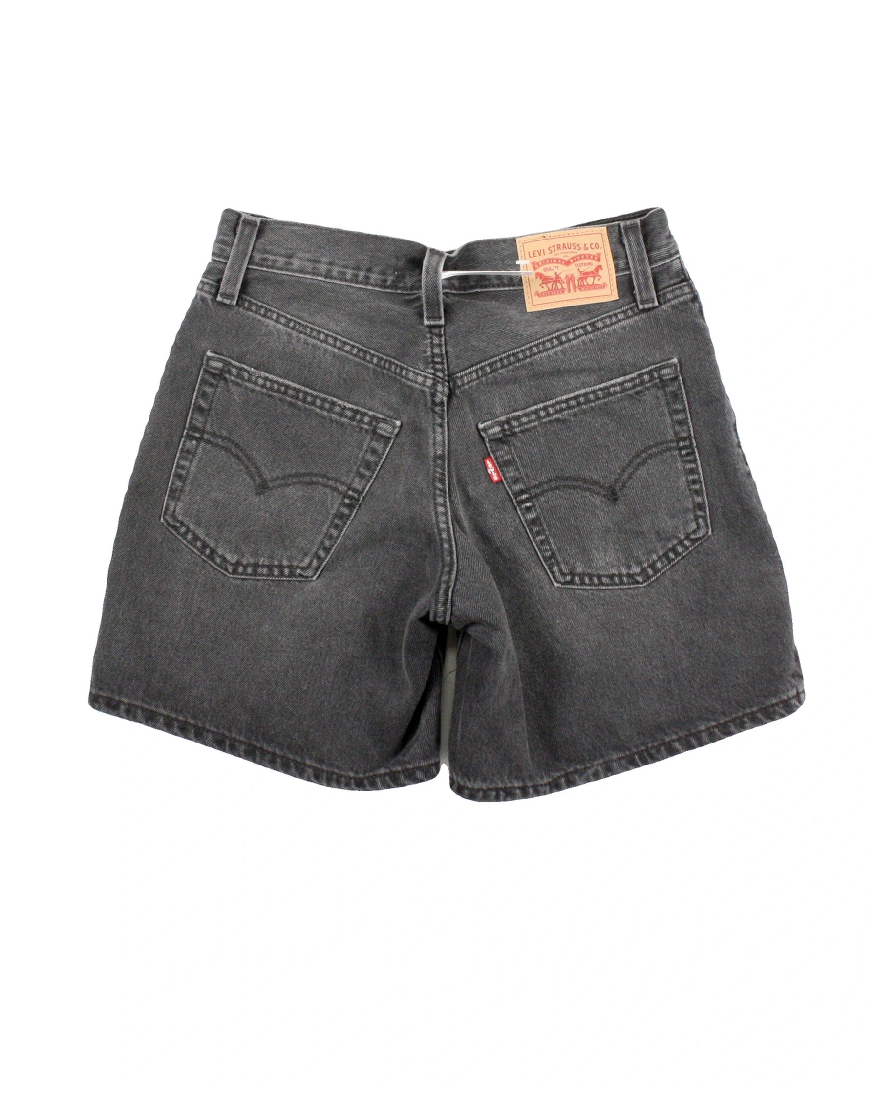 Levi's Women's Black Grey Wash 94 Baggy Cotton Shorts with High Waist – W25