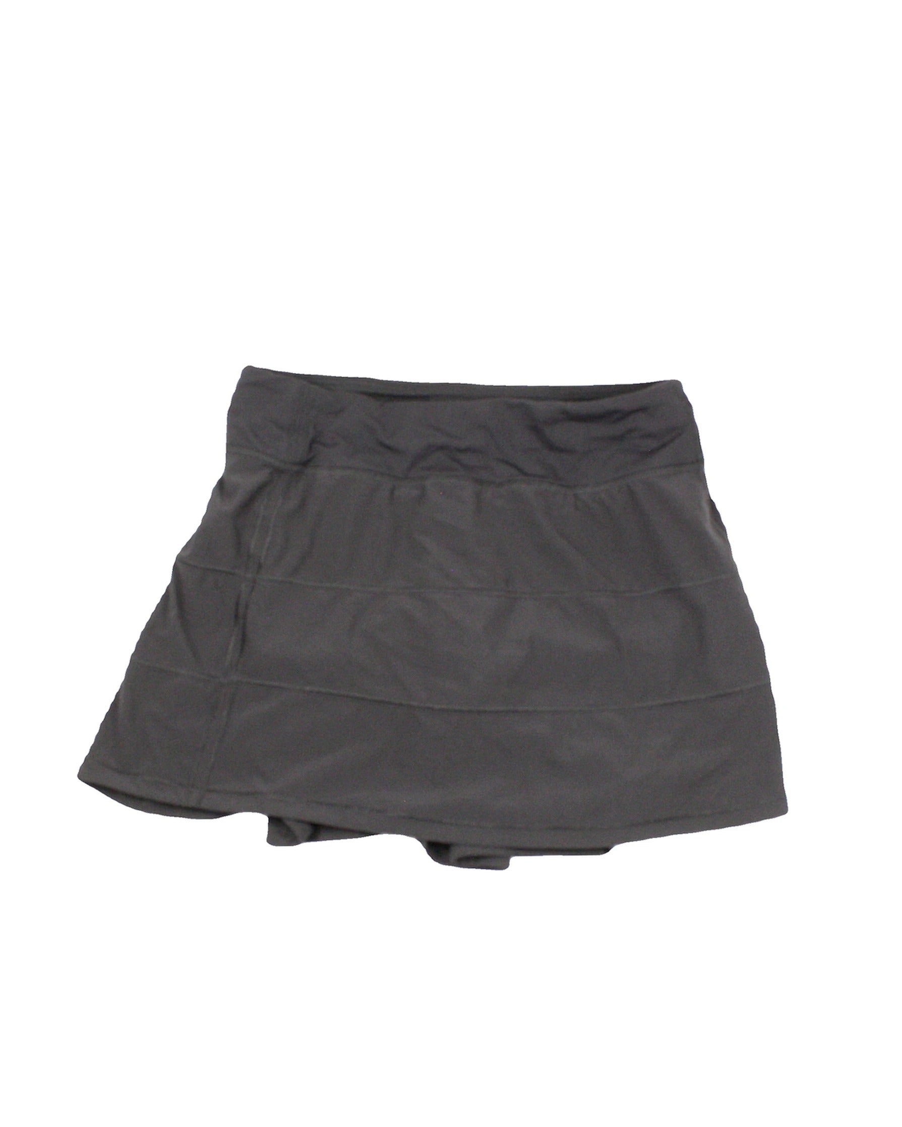 Lululemon Women's Black Pleated Mini Skirt with Logo and Pocket – W27