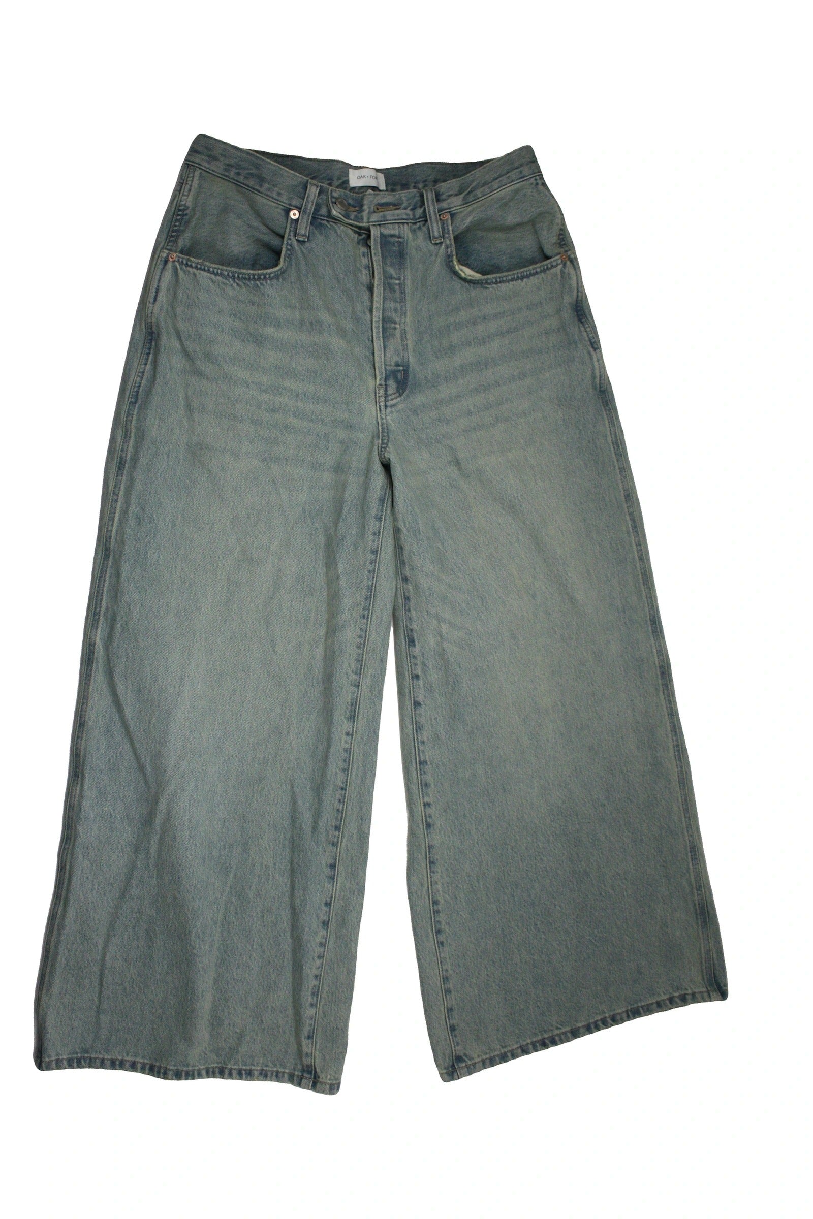 Oak + Fort Women's Blue Medium Wash Wide-Leg Jeans – Waist 32