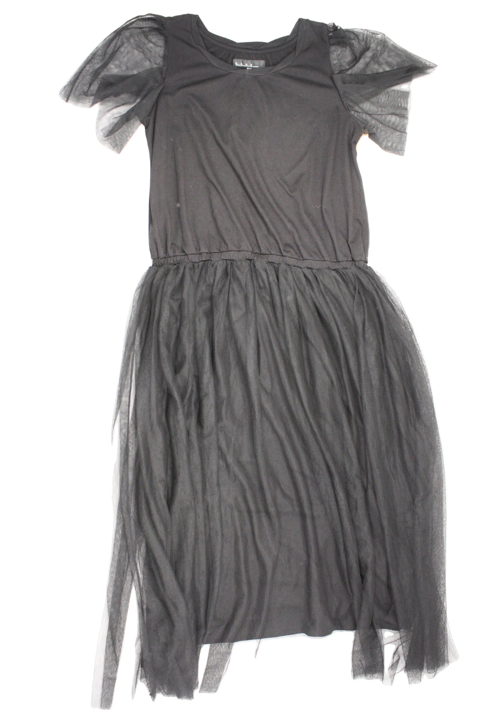 B+Ab Designer Women's Black Short Sleeve Midi Dress with Tulle Skirt – Size 40