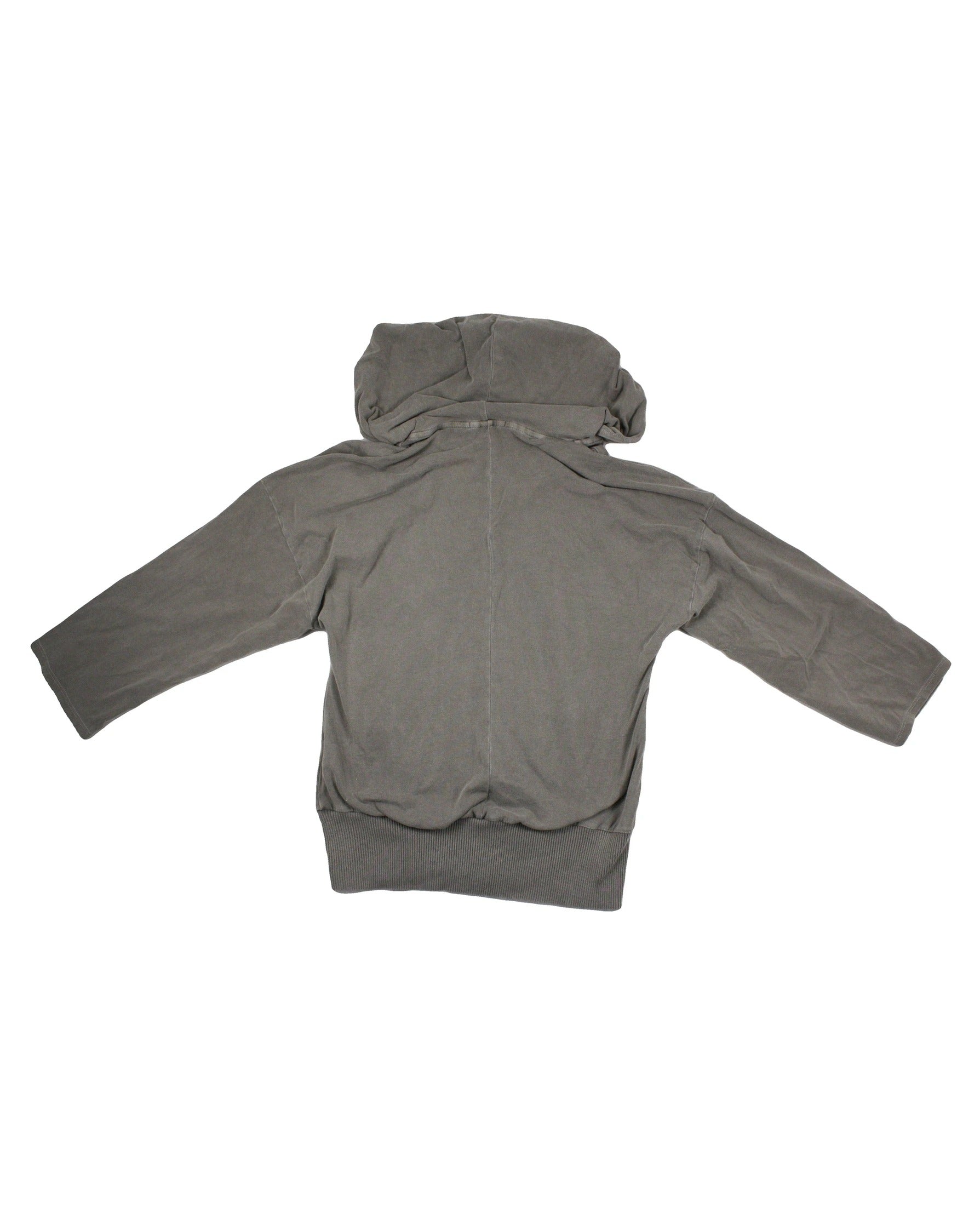 Standard James Perse Designer Women's Grey Zip-Front Hooded Sweatshirt with Wide Sleeves – Size OP