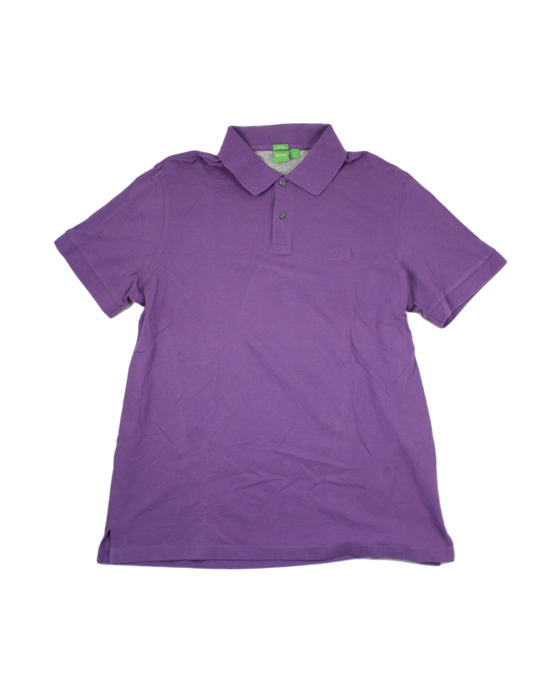 Hugo Boss Designer Men's Purple Short Sleeve Polo with Embroidered Logo – Size OP