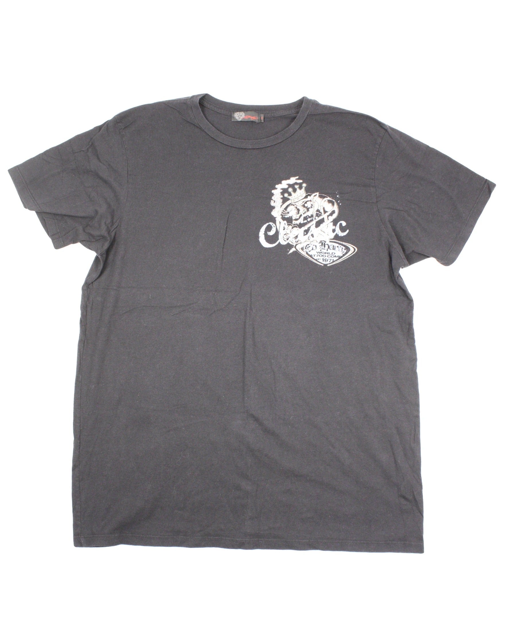 Ed Hardy Men's Black/Grey/Blue/Cream Short Sleeve Graphic Top – Size XXL