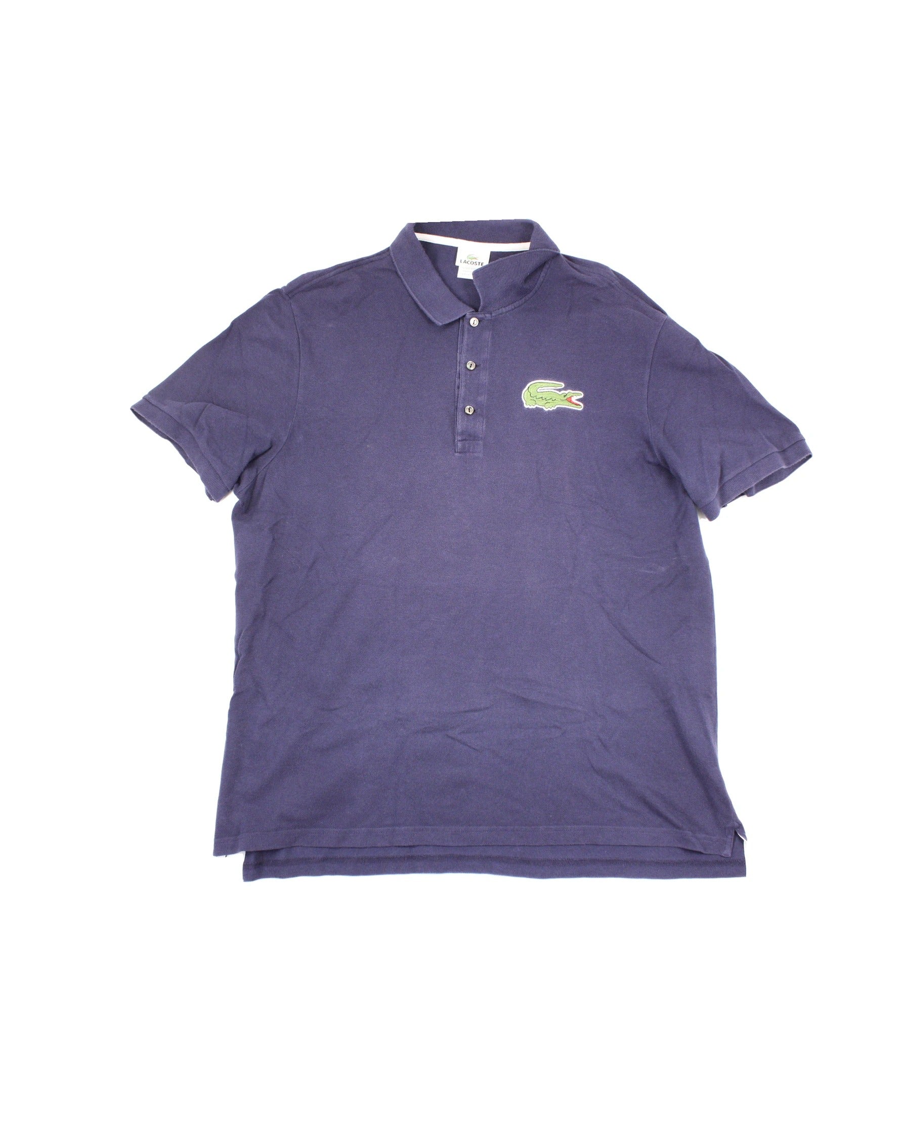 Lacoste Men's Navy/Green/Red Short Sleeve Polo with Large Logo – Size OP