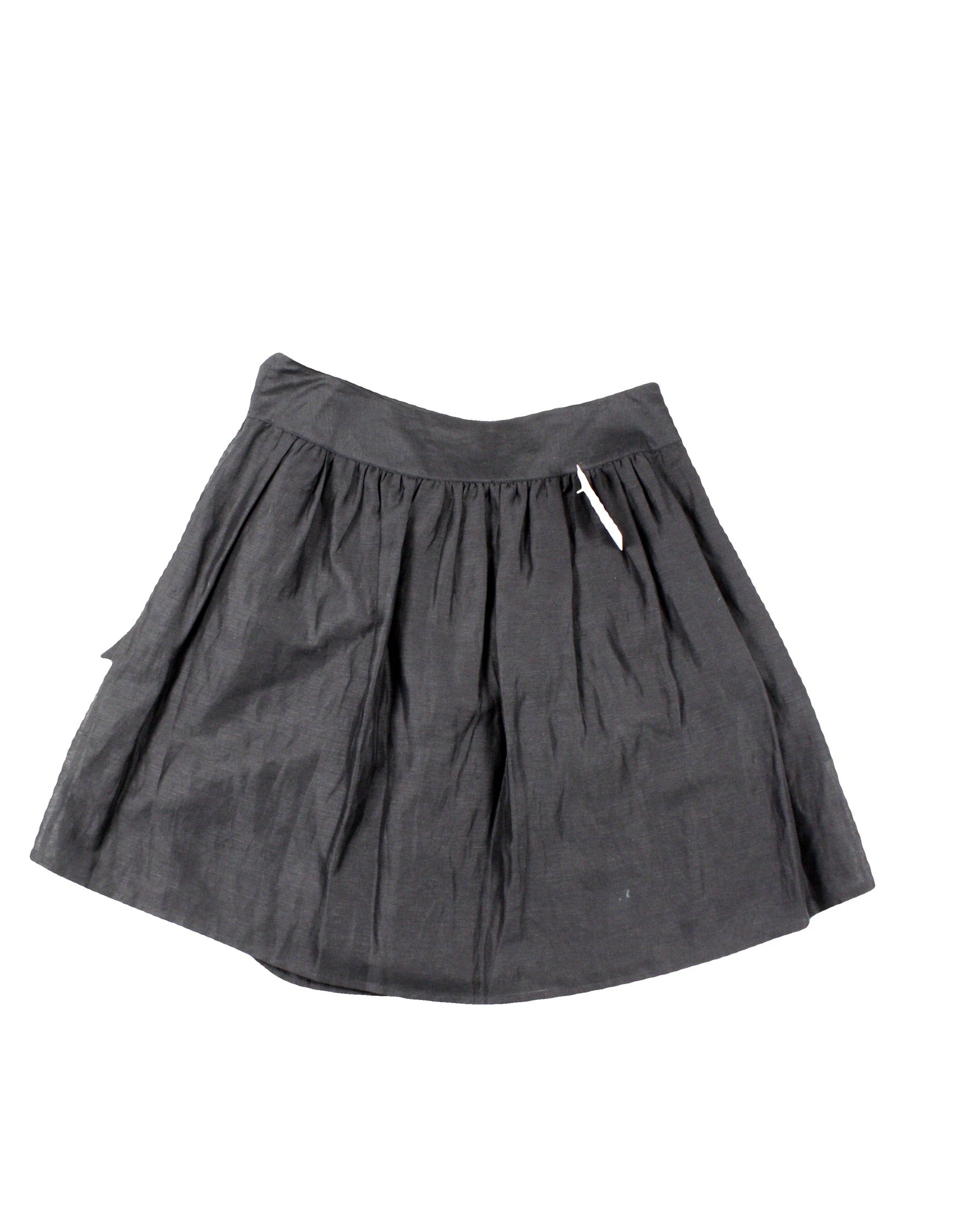 Club Monaco Women's Black Linen Blend Wrap Midi Skirt with Waist Tie – W28