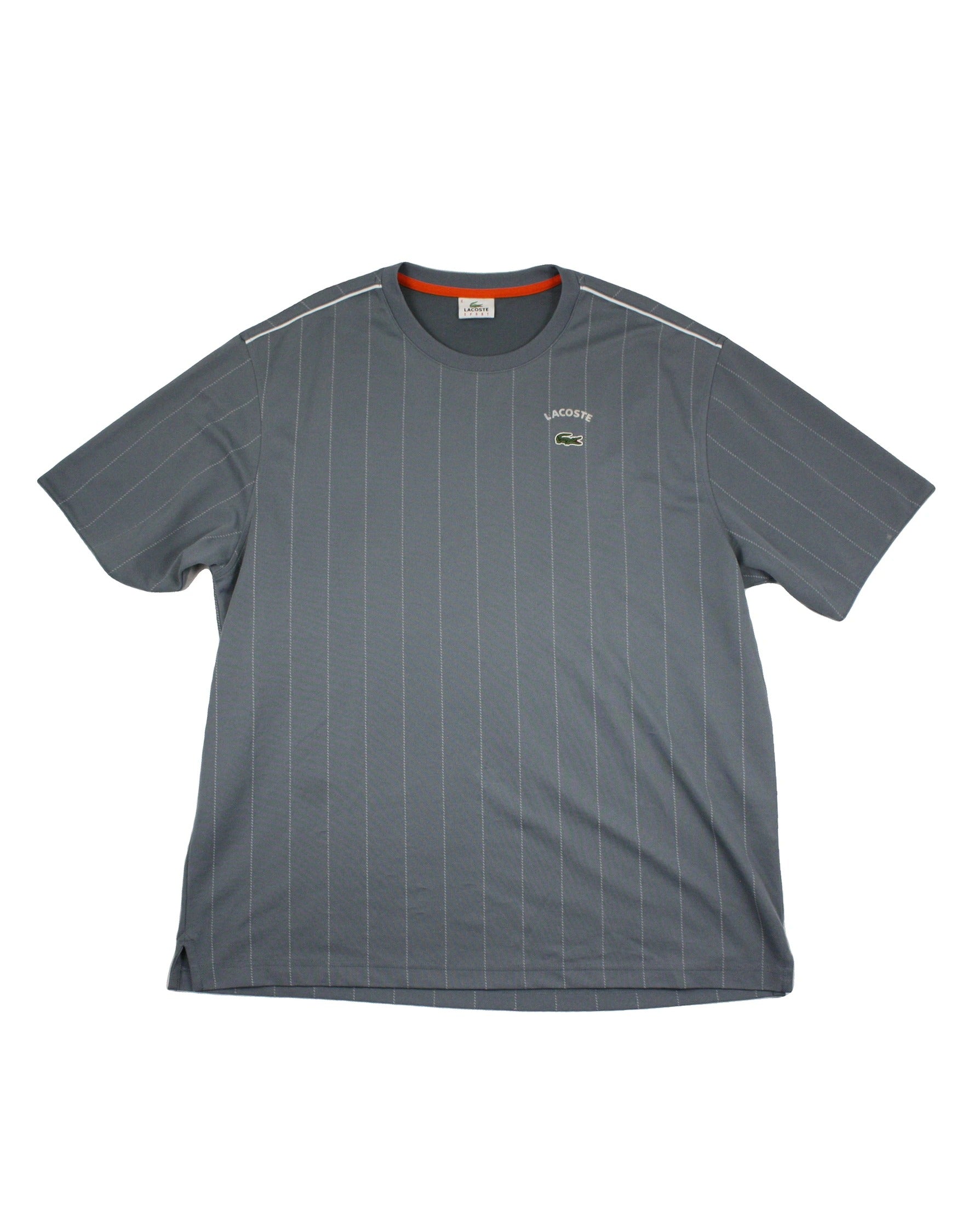 Lacoste Men's Grey/White Short Sleeve Top with Croc Logo – Size 6