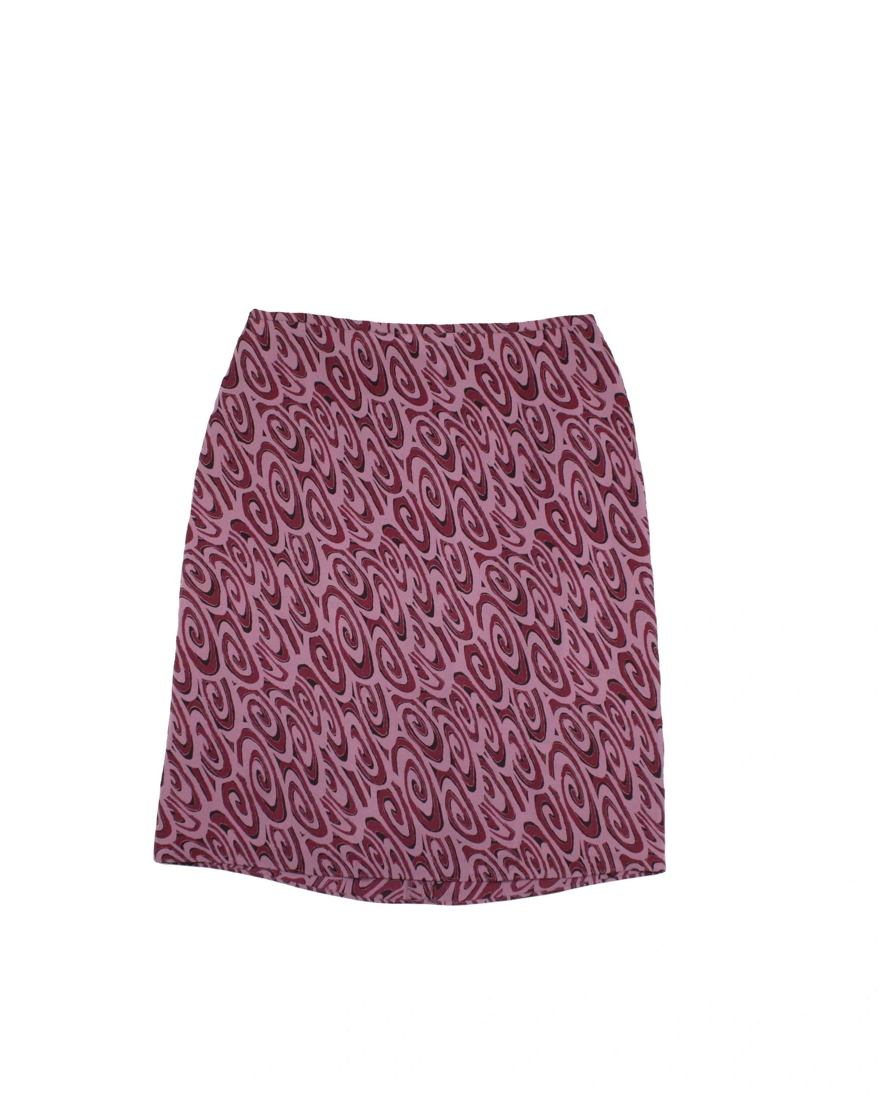 Banana Republic Women's Purple/Black Silk Midi Skirt with Abstract Print – Waist 28