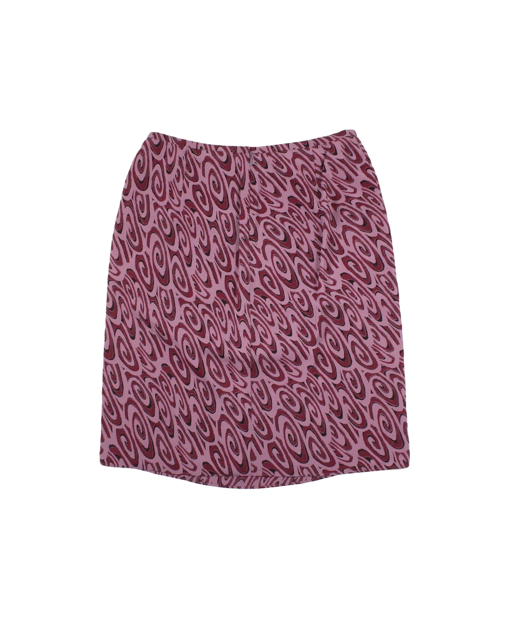 Banana Republic Women's Purple/Black Silk Midi Skirt with Abstract Print – Waist 28