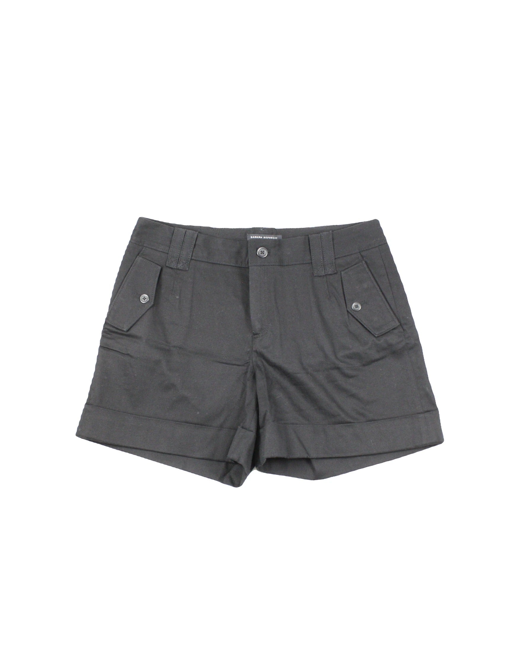 Banana Republic Women's Black Cargo Mini Shorts with Roll Hem – Waist 28