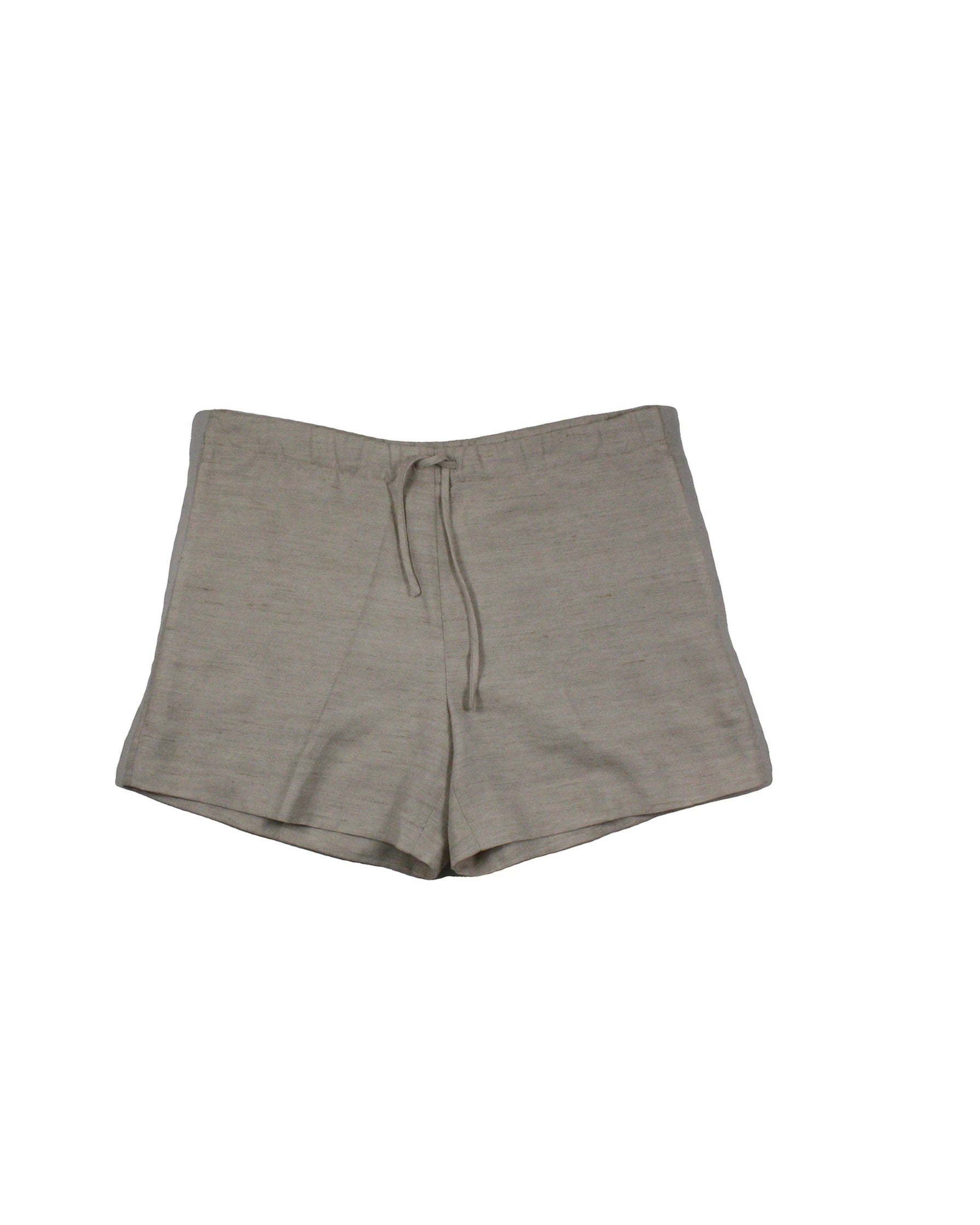 Wilfred Women's Beige Linen Blend Mini Shorts with Drawstring Waist – Waist 34