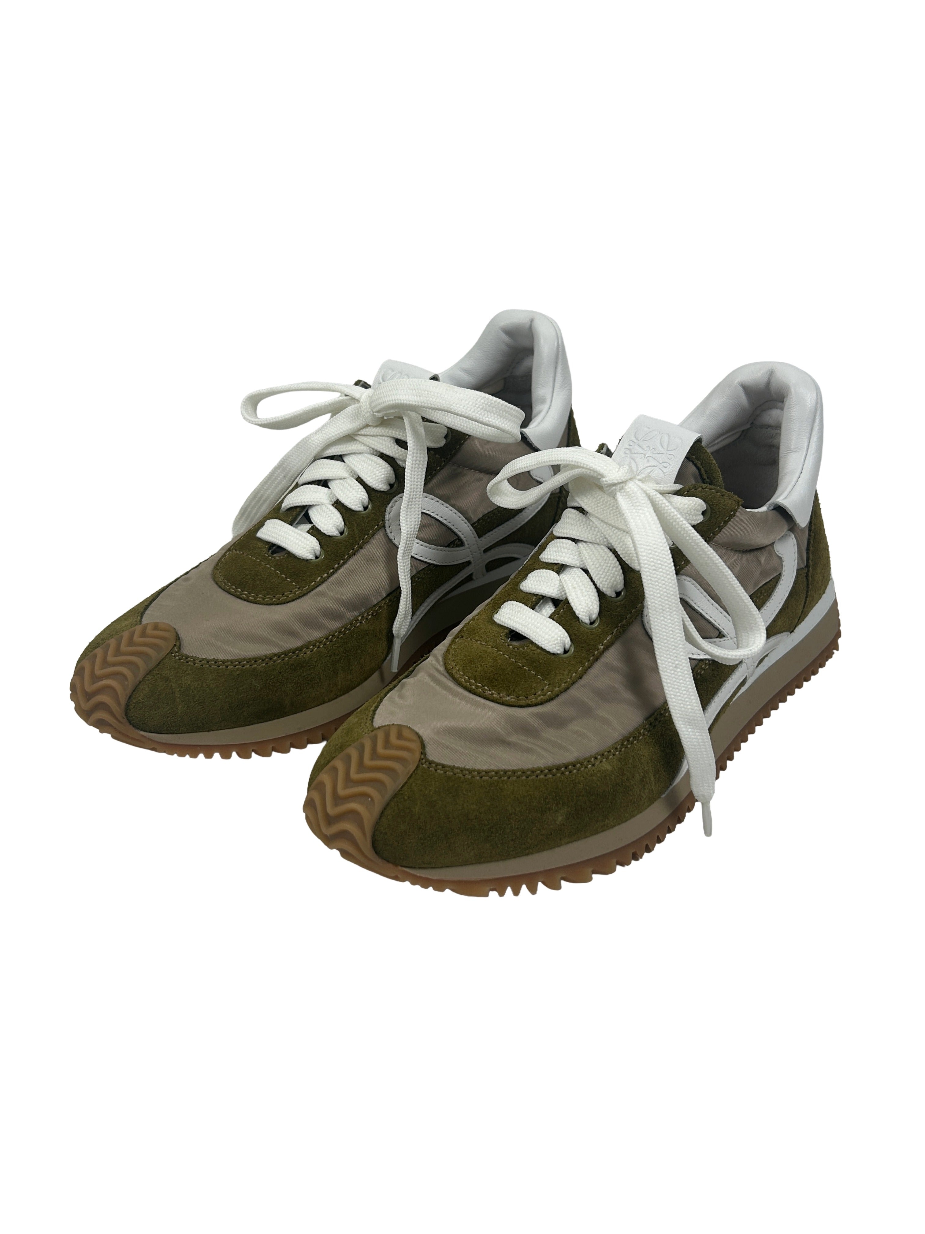 Loewe Size 38 Olive Green Flow Runner Sneakers