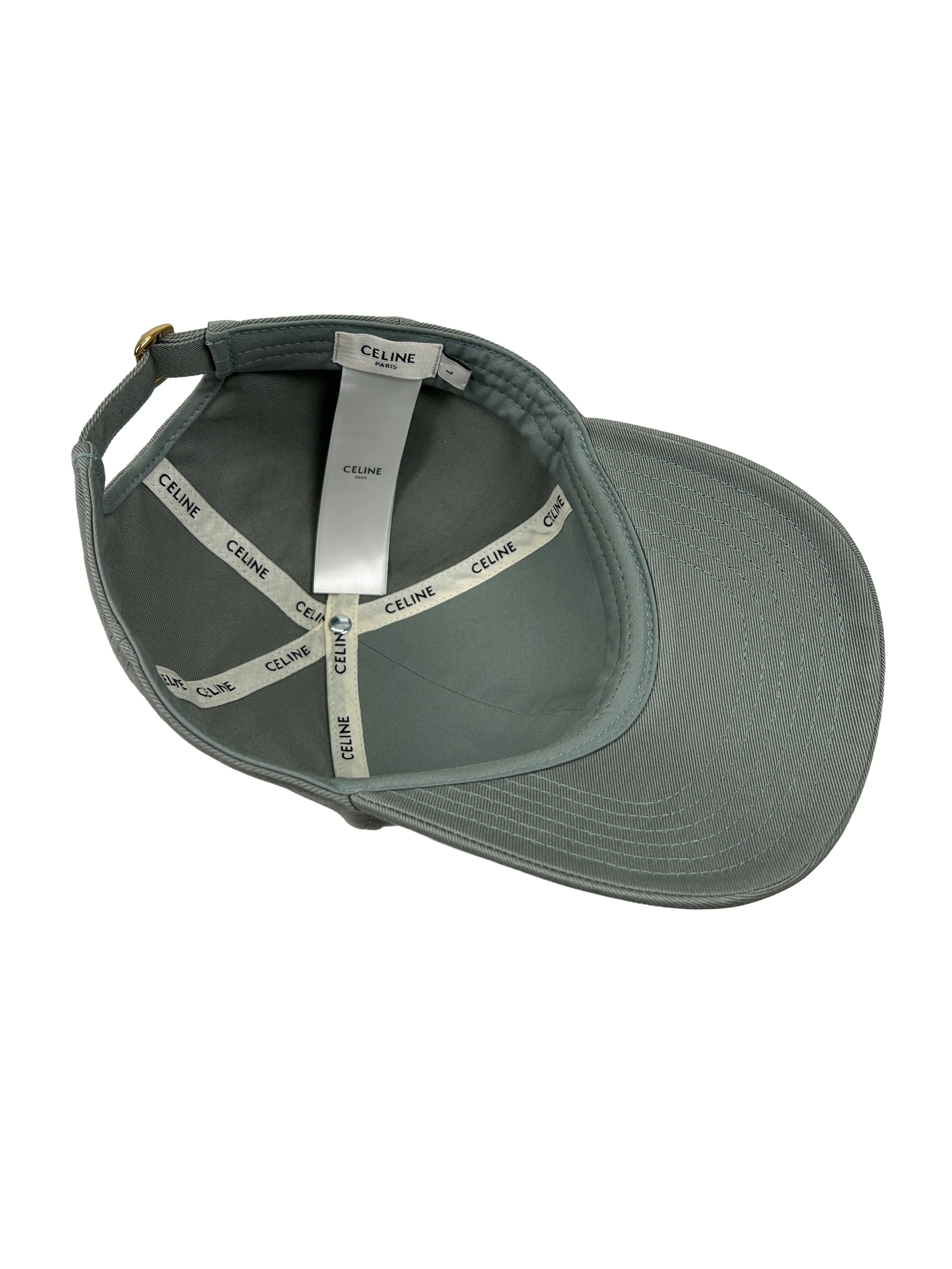Celine Size L Triomphe Baseball Cap in Washed Cotton