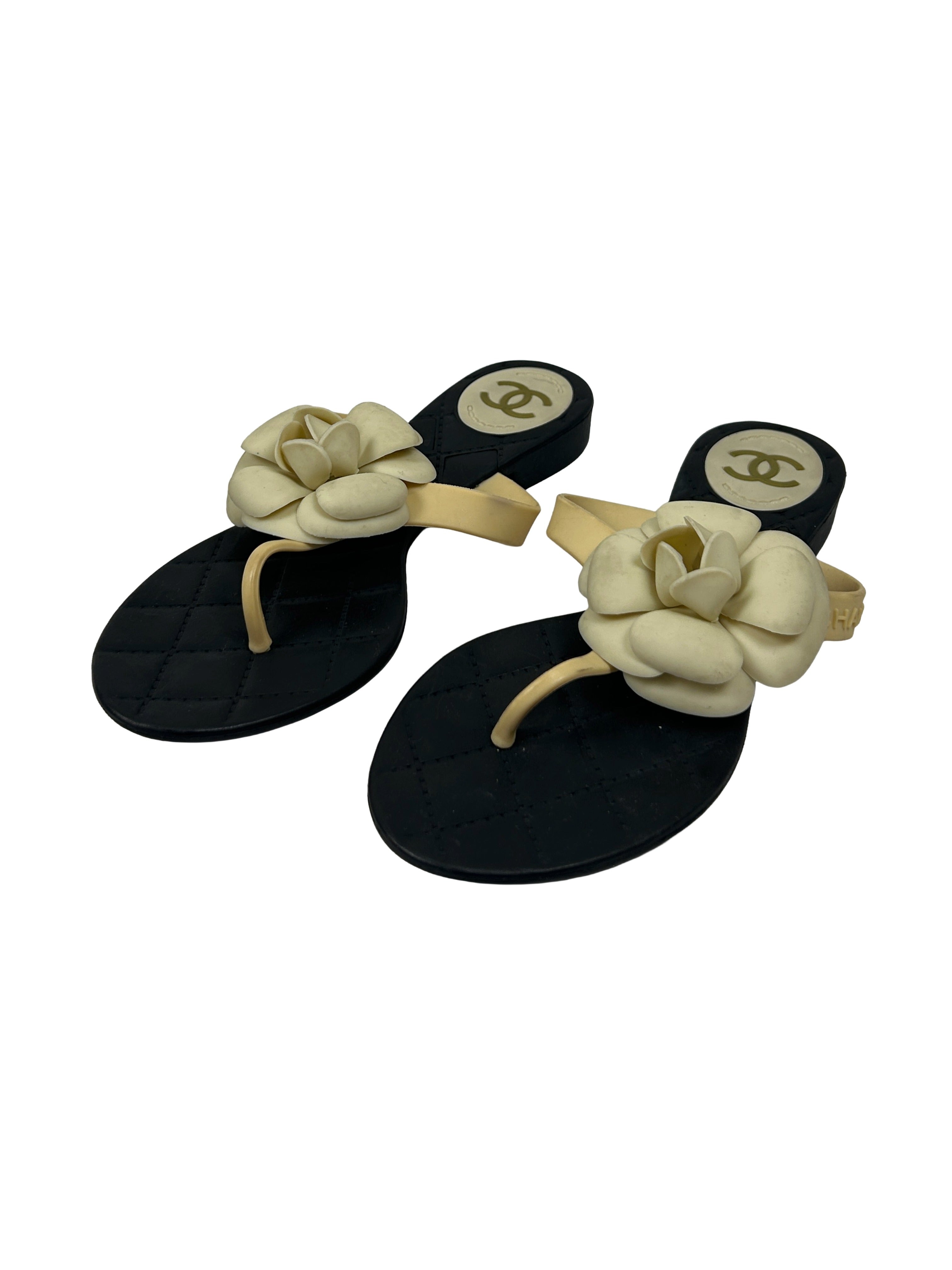 Chanel Size 36 Camellia Jelly Sandals