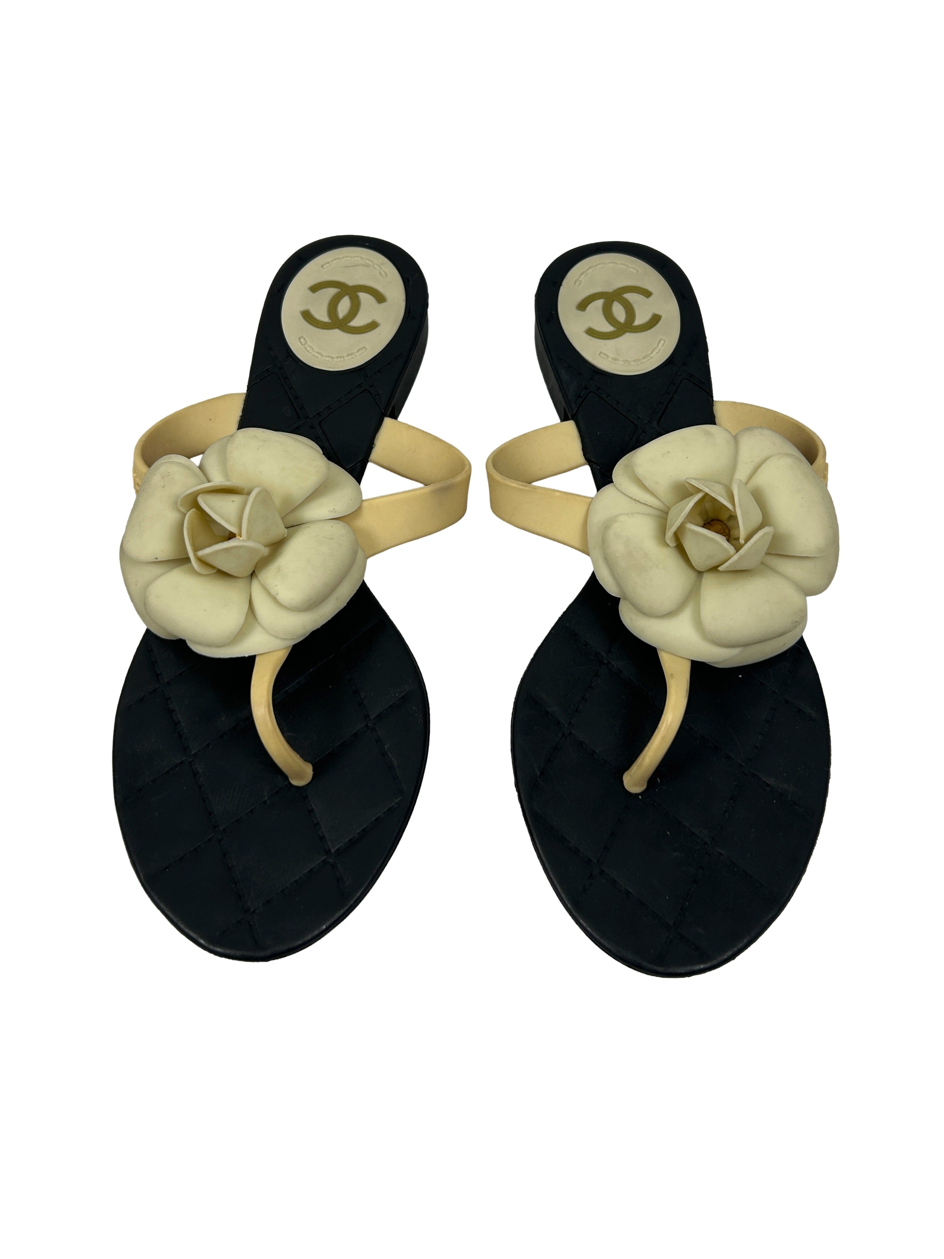 Chanel Size 36 Camellia Jelly Sandals