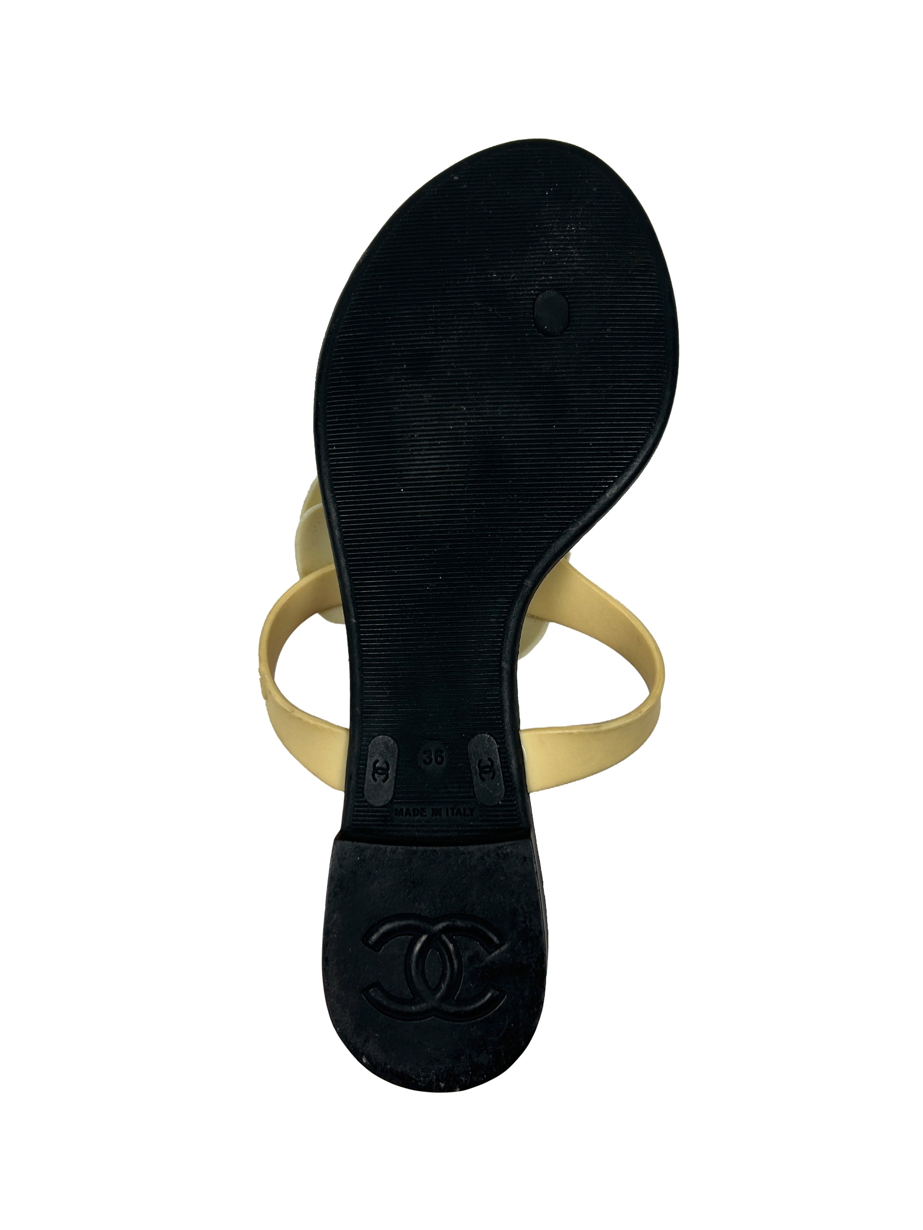 Chanel Size 36 Camellia Jelly Sandals