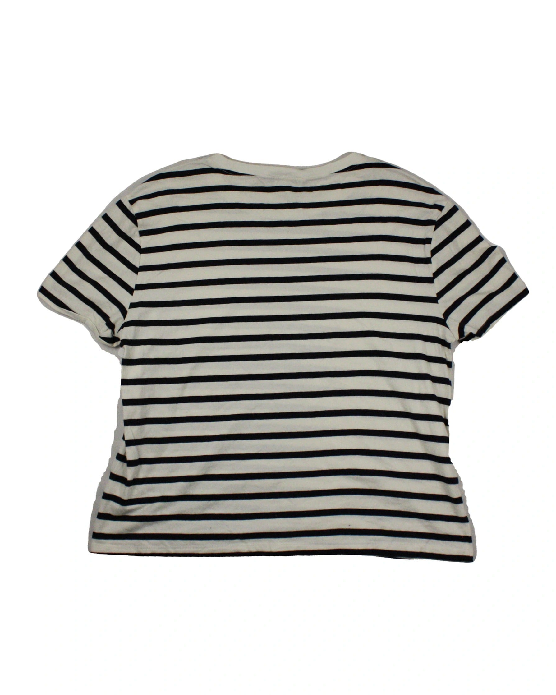 Zara Women's Cream/Navy Horizontal Stripe Short Sleeve Top – Size L