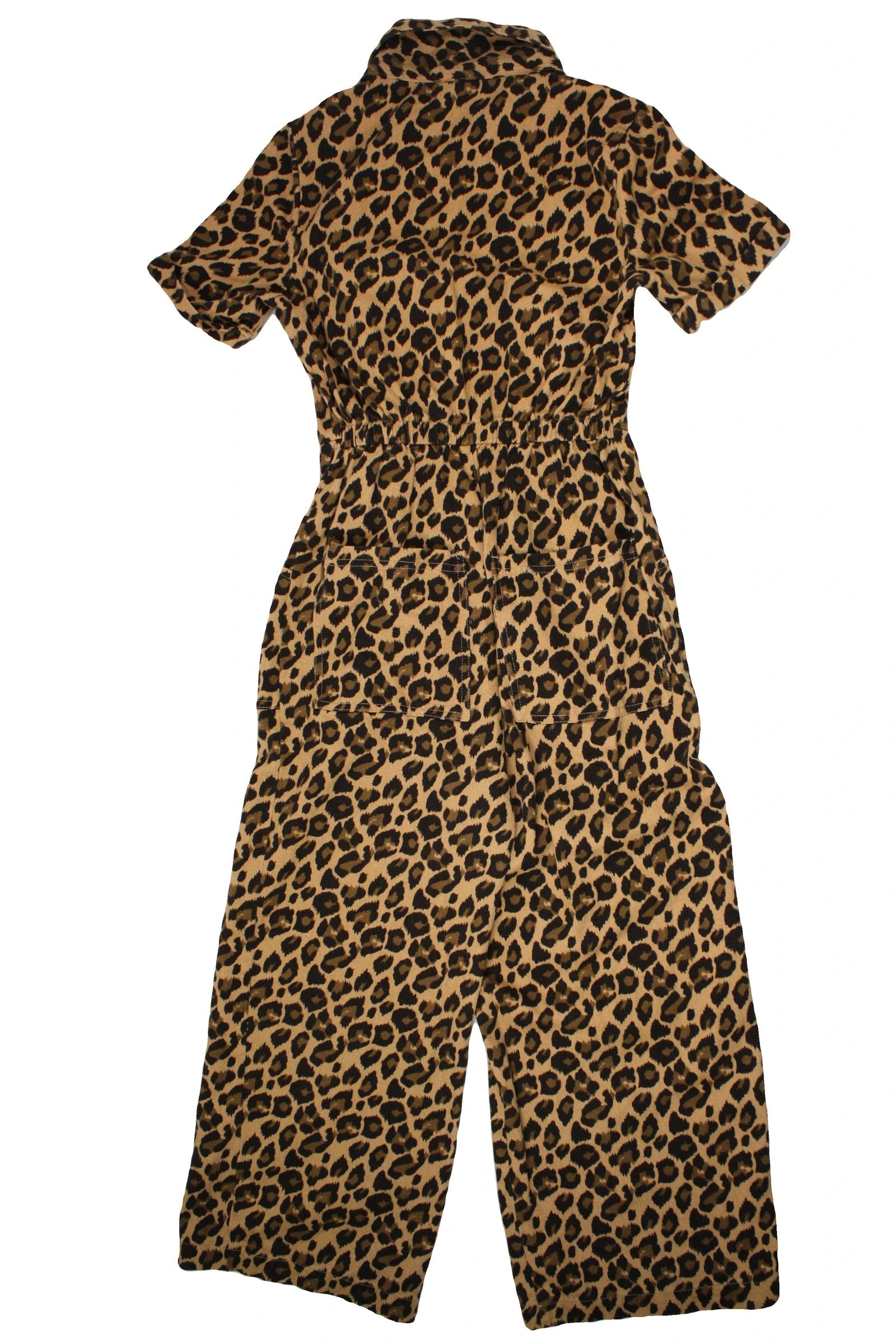 Lucy & Yak Women's Black/Tan/Brown Cheetah Short Sleeve Zip-Up Onesie – Size 6