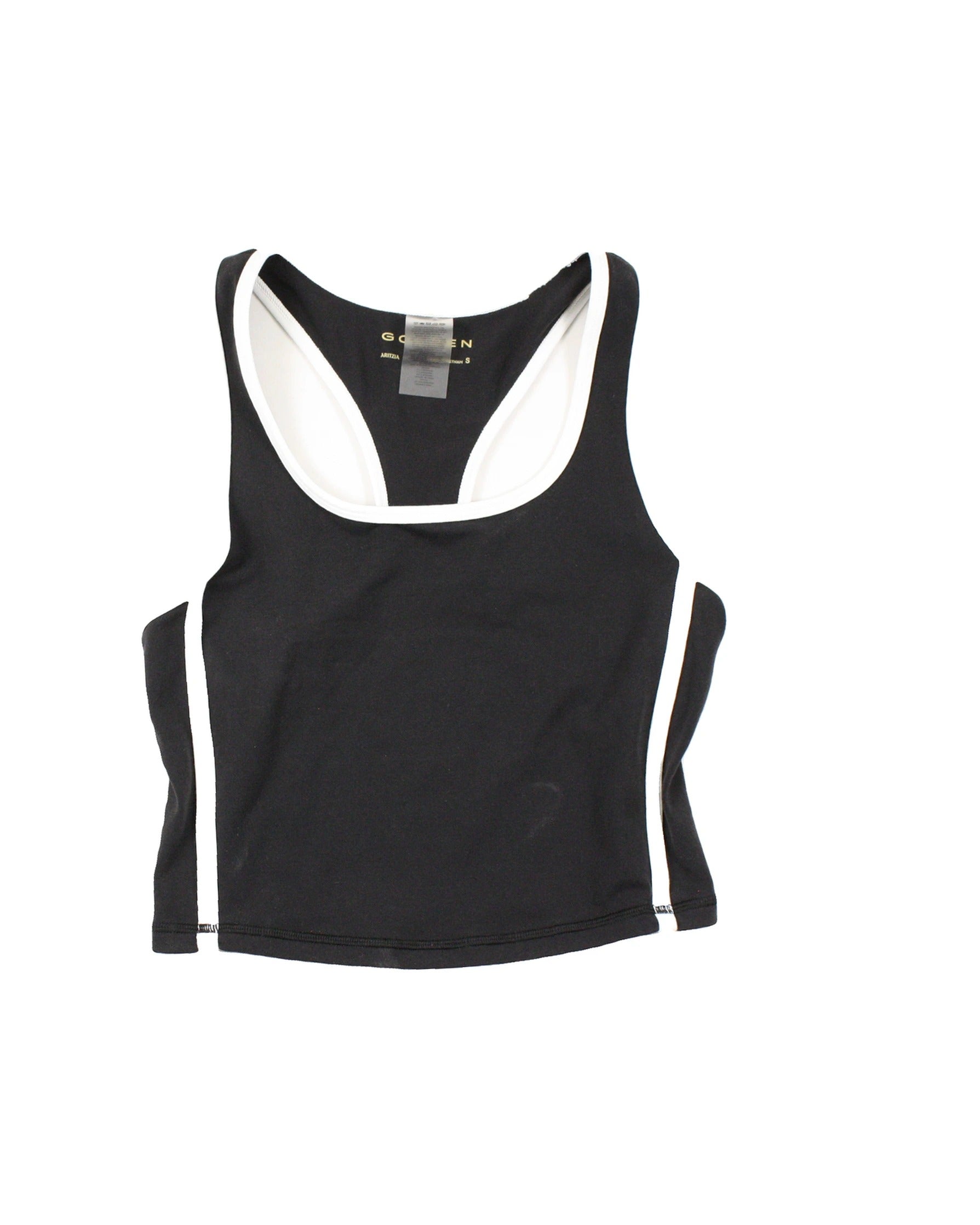 Golden Women's Black/White Sleeveless Cropped Racerback Top – Size S