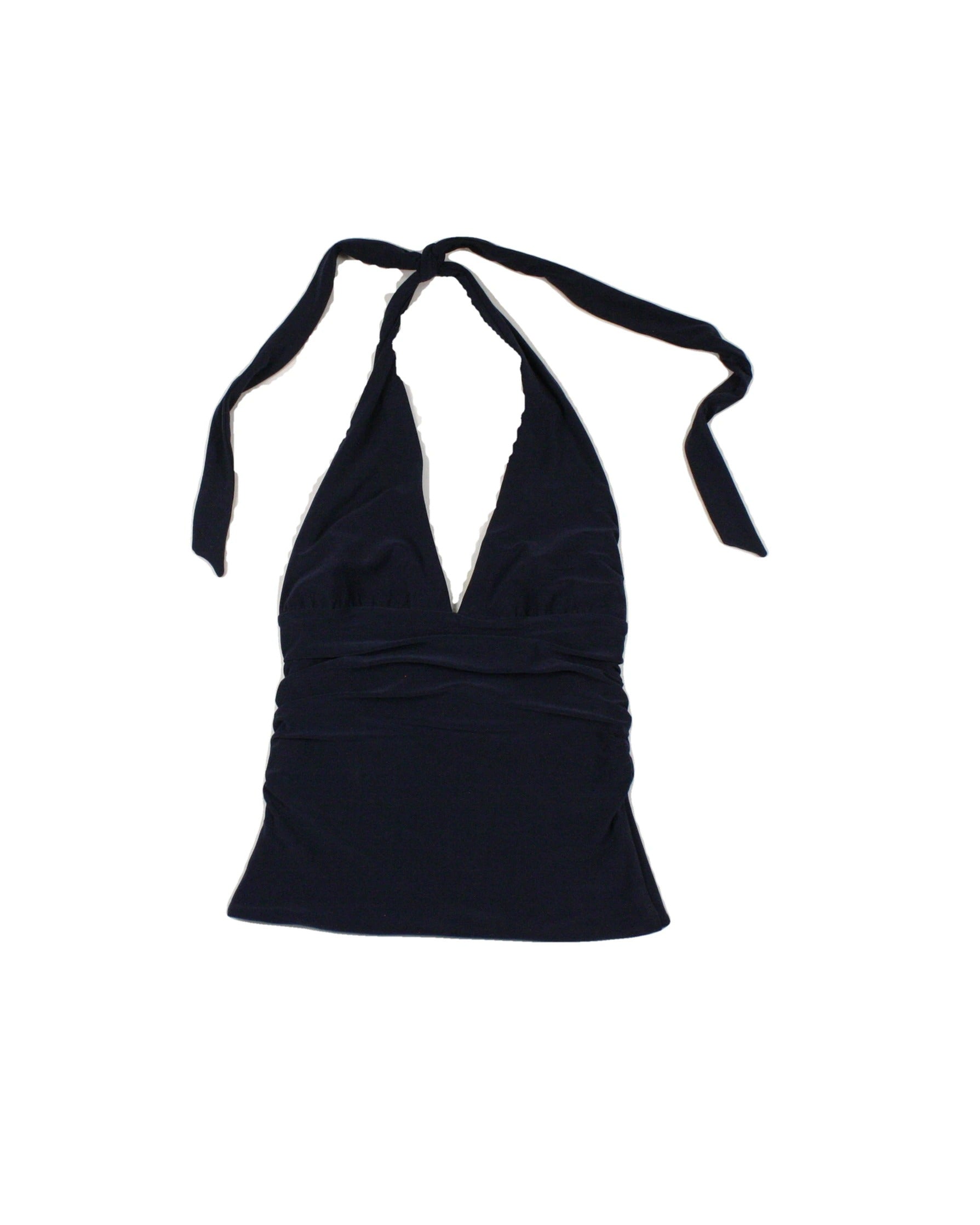 Wilfred Women's Navy Sleeveless Halter Top with Side Gathers – Size 2XS