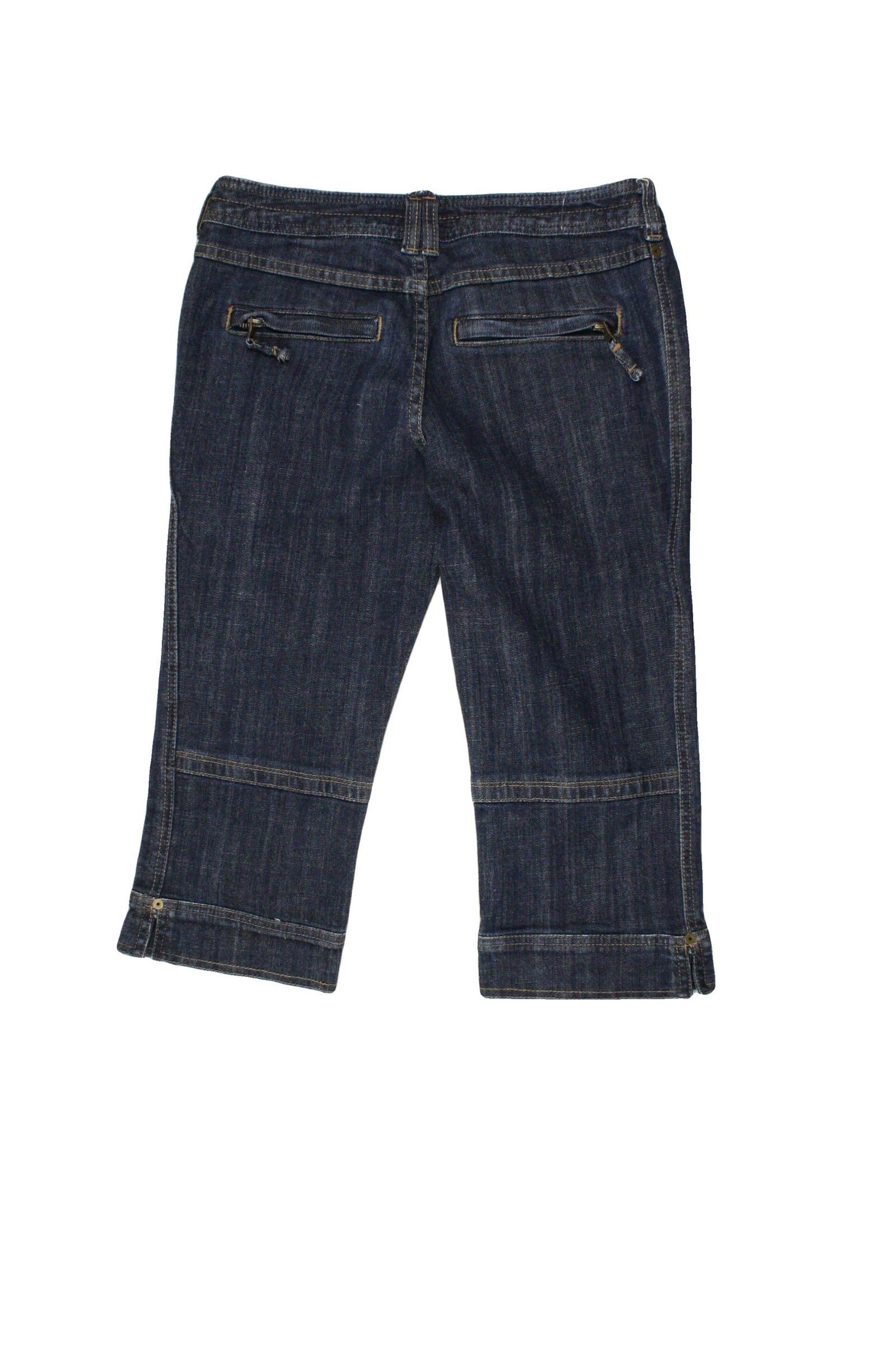 Bossini Women's Blue Dark Wash Low-Rise Tapered Capris – Waist 27