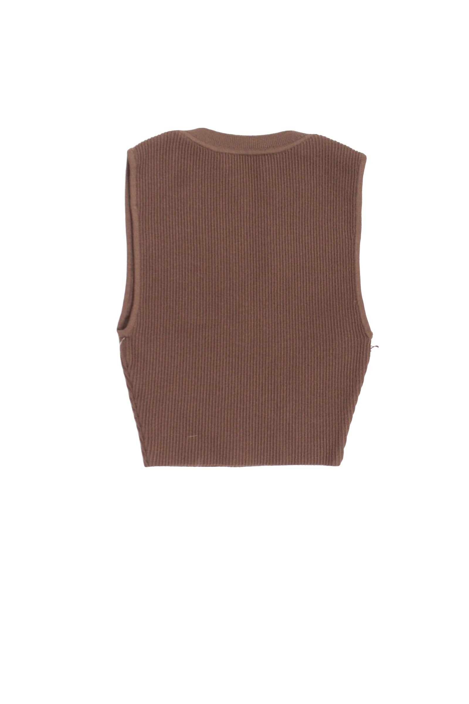 Babaton Women's Brown Rib-Knit Sleeveless Cropped Top – Size XS