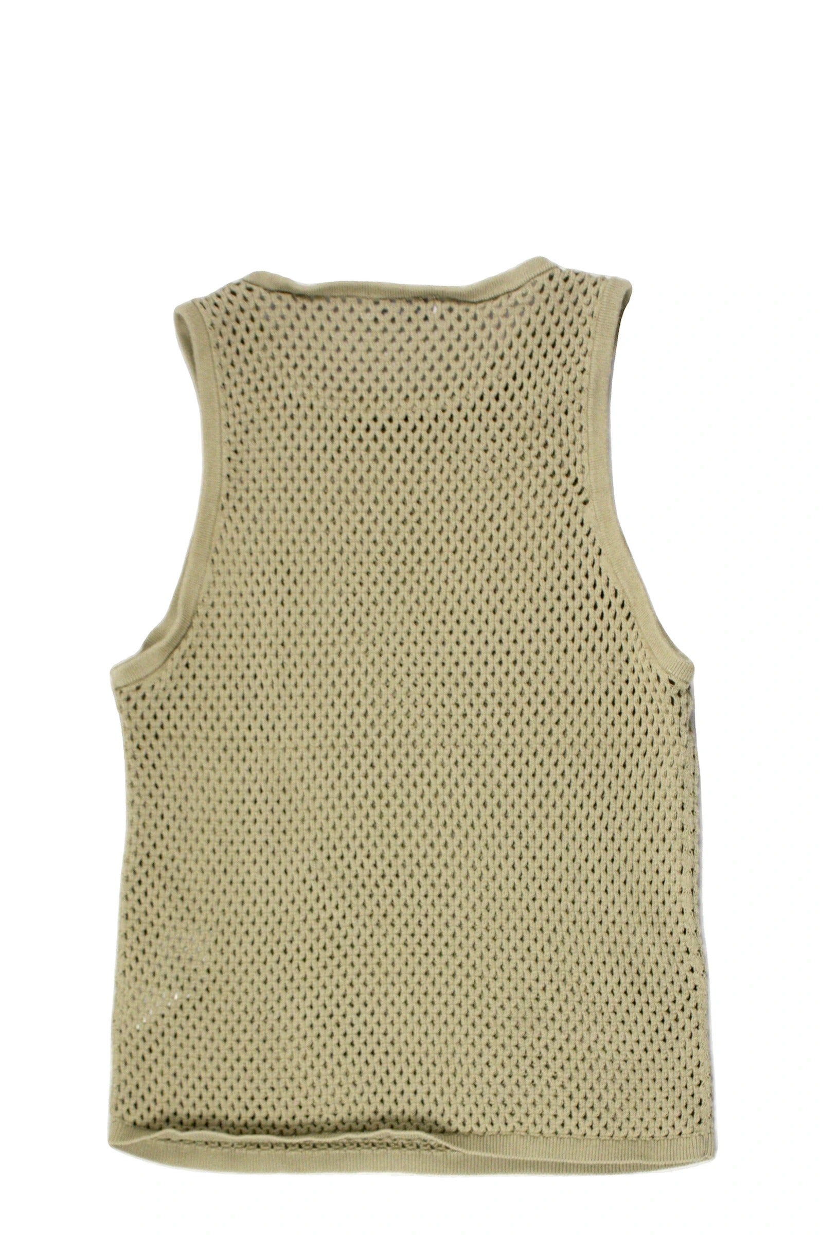 TNA Women's Light Green Open Knit Sleeveless Top with Round Neck – Size M