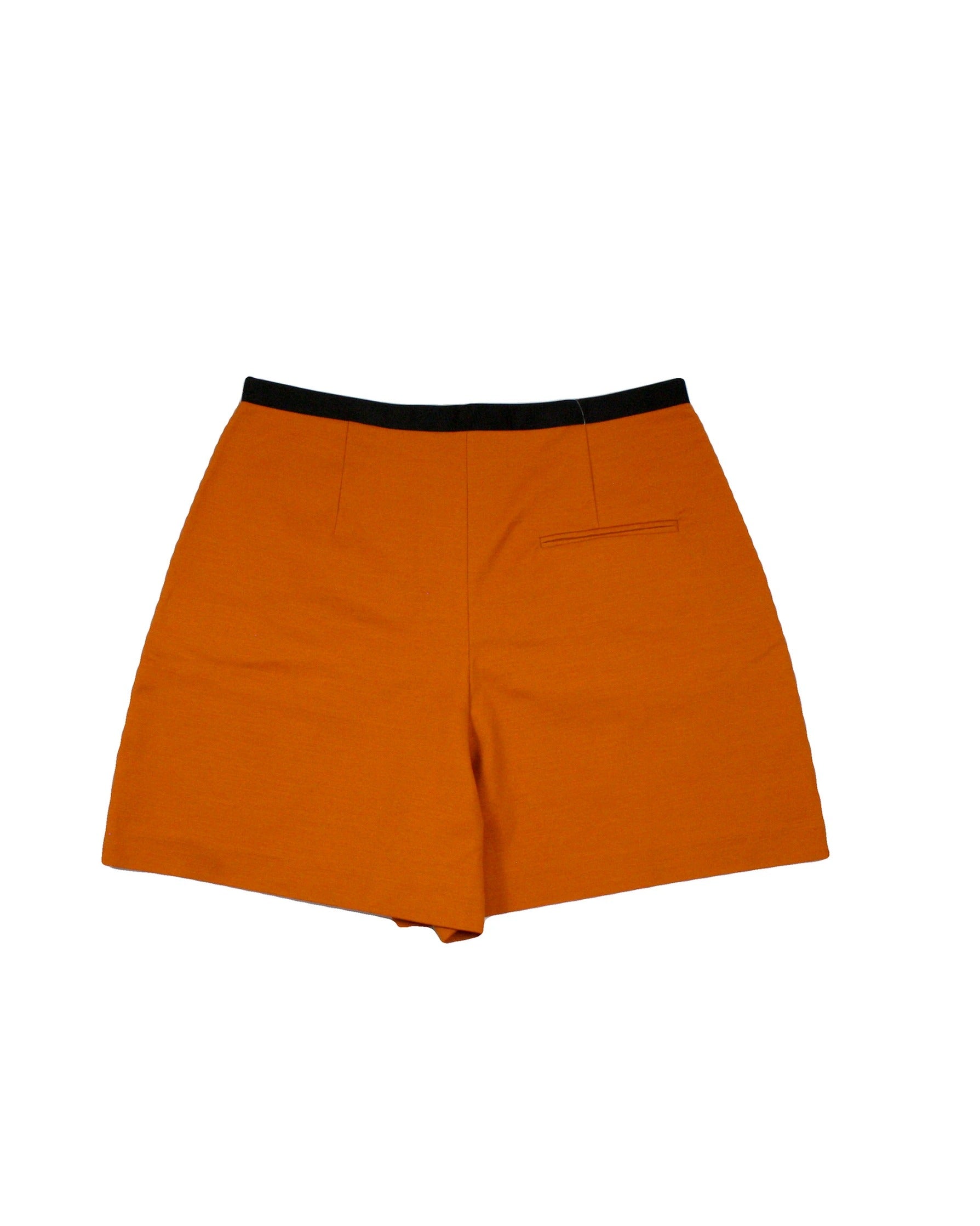 No Brand Women's Orange/Black High Rise Shorts with Stitch Detail and Pockets – W30