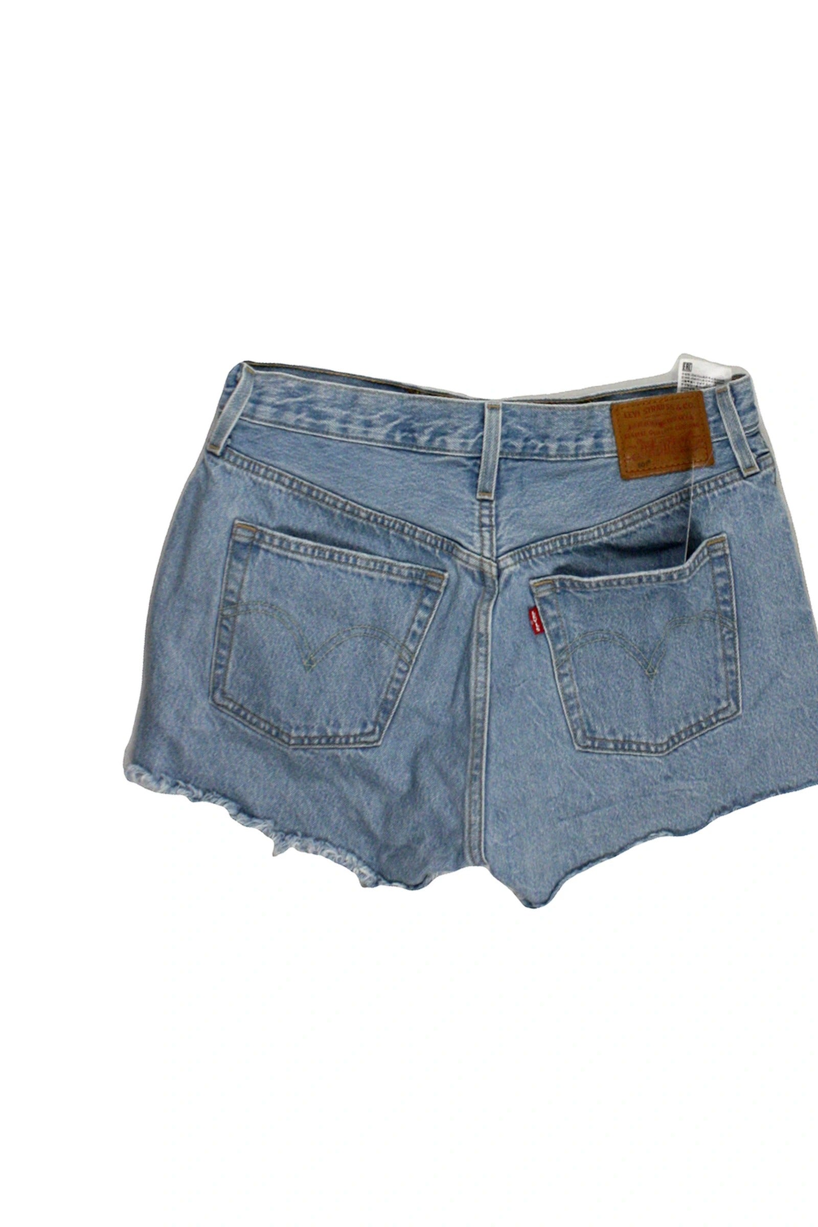 Levi's Women's Blue Light Wash 501 Denim Shorts with High Rise and Frayed Hem – W31