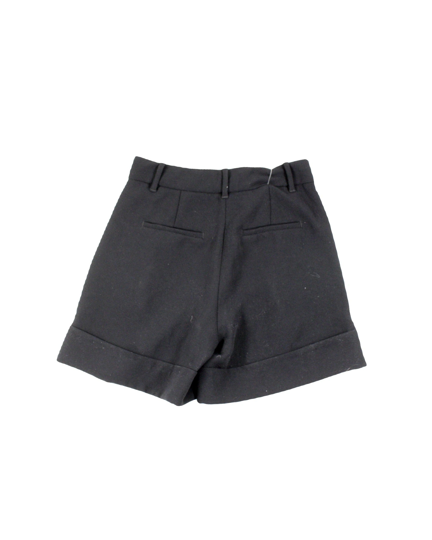 Wilfred Women's Black Pleated Shorts with High Rise and Cuffed Hem – W26