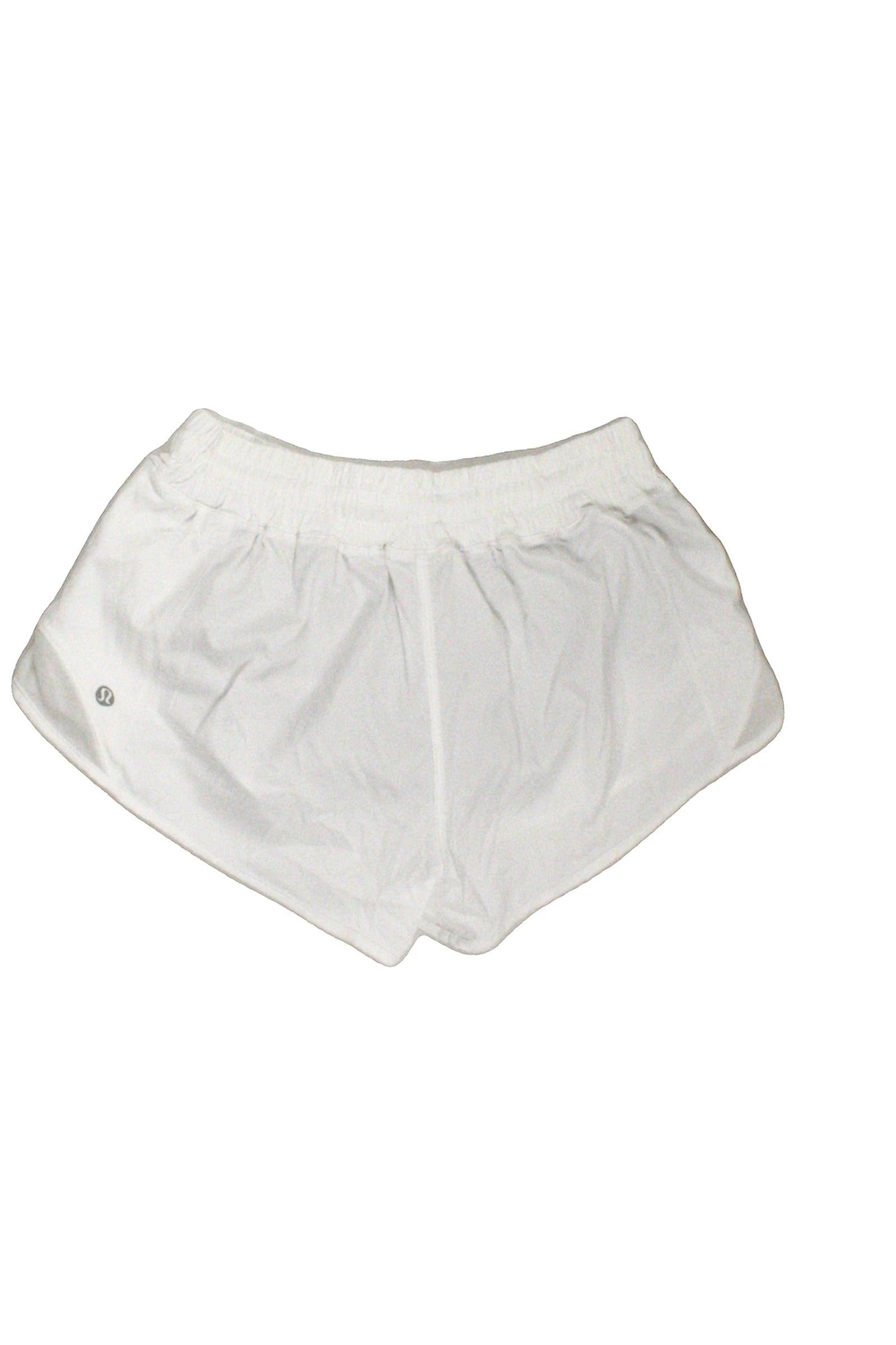 Lululemon Women's White Athletic Shorts with Elastic Waist and Mesh Side Panels – Size 6 / W25